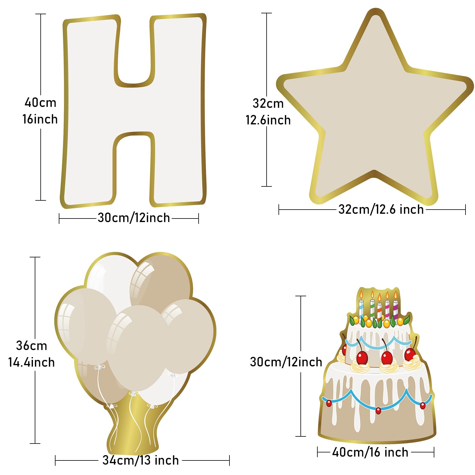 Jetec 18-Piece Happy Birthday Yard Sign Set with Stakes - 16 Inch Outdoor Lawn Signs for Birthday Parties | Cake & Balloon Patio Decorations | Garden & Lawn Party Decor | Perfect for Backyard Celebrations, BBQs, and Outdoor Events