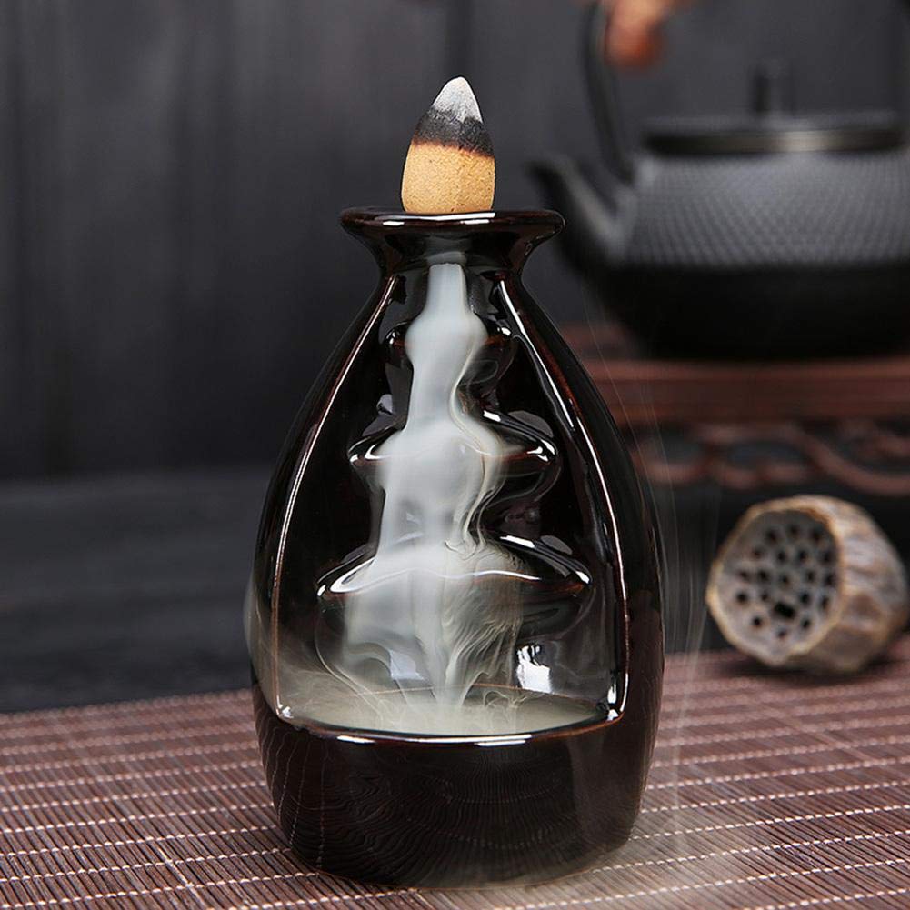 Ceramic Glaze Backflow Incense Holder Stand for Cones - Aromatherapy Home Decor for Relaxation, Meditation & Stress Relief