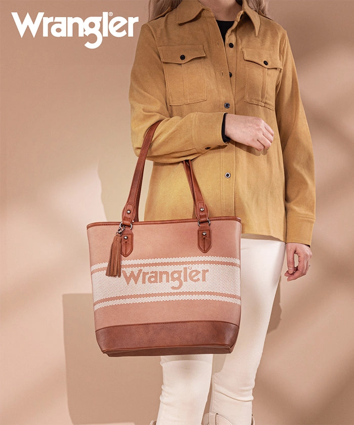 Wrangler Embroidered Canvas Tote Bag for Women - Durable & Stylish Shopping, Beach & Travel Tote - Perfect for Work, Gym & Daily Use