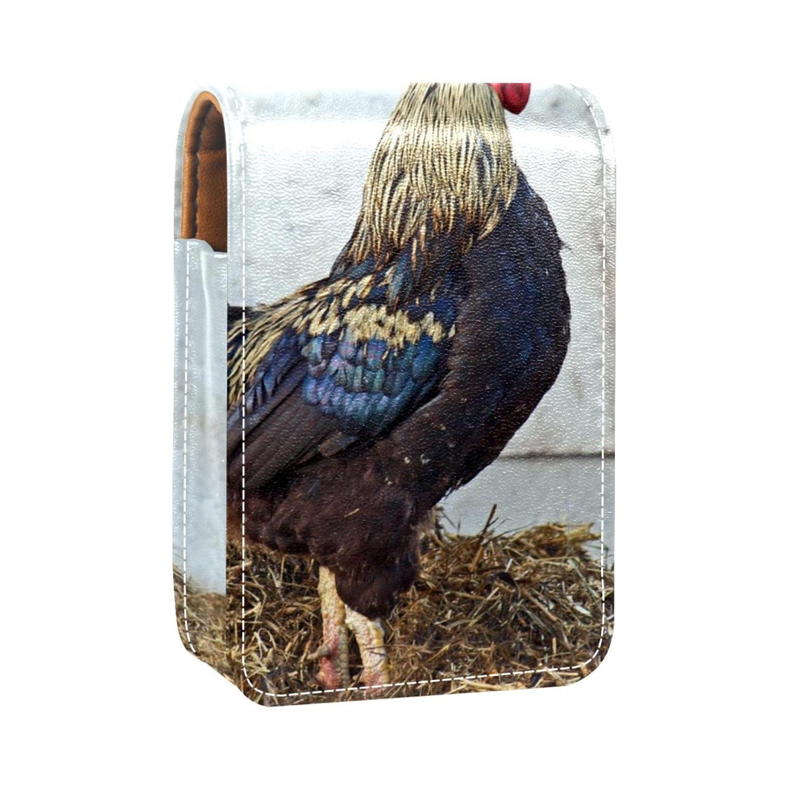 Personalized Lipstick Holder - Portable Makeup Organizer Pouch for Cosmetics | Chicken & Hen Animal Design | Perfect for Travel, Purse & Gift Giving