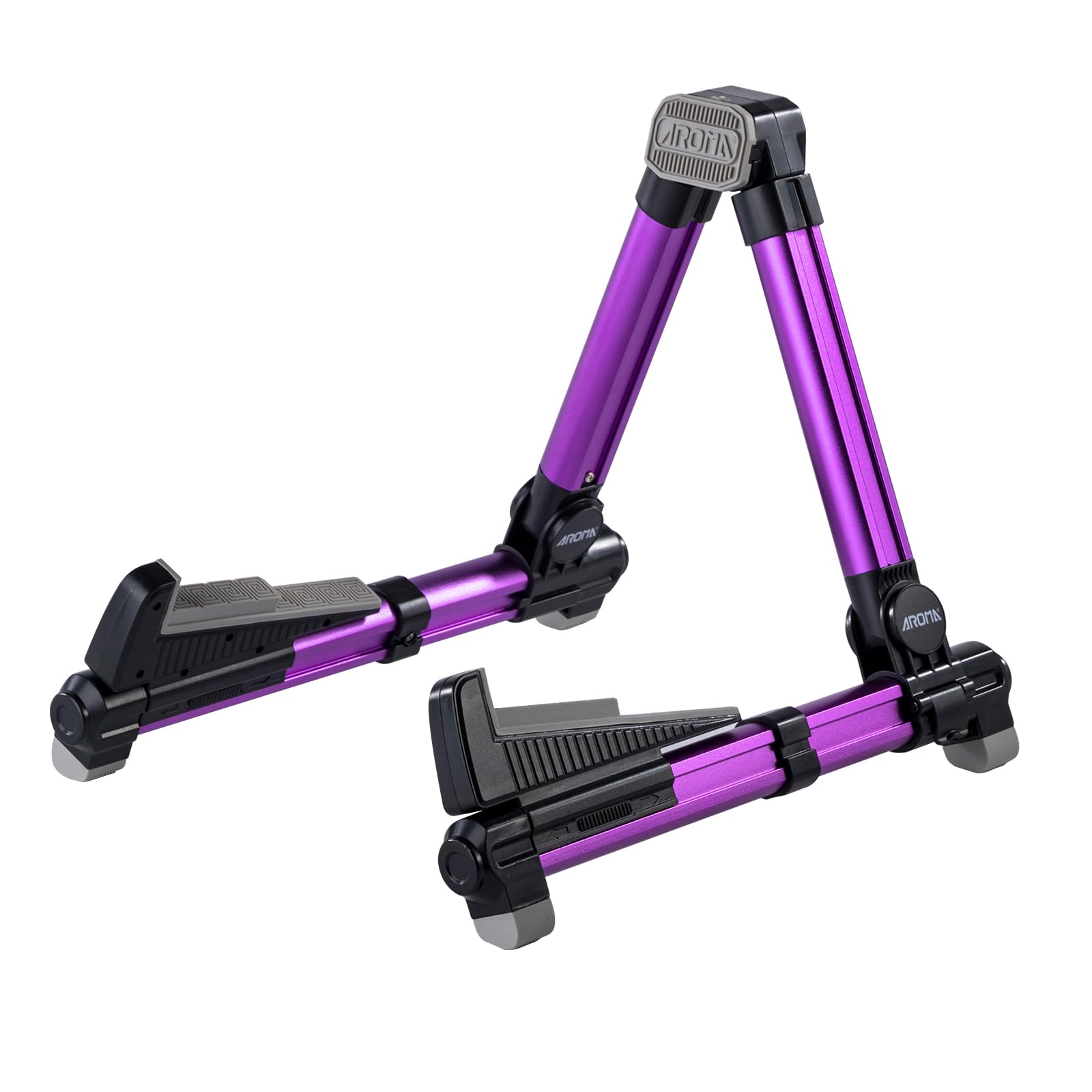 ENO MUSIC Aluminum Alloy A-Frame Universal Folding Guitar Stand for Acoustic & Electric Bass Guitars - Purple | Portable & Sturdy Instrument Holder for Home, Studio & Stage Performances