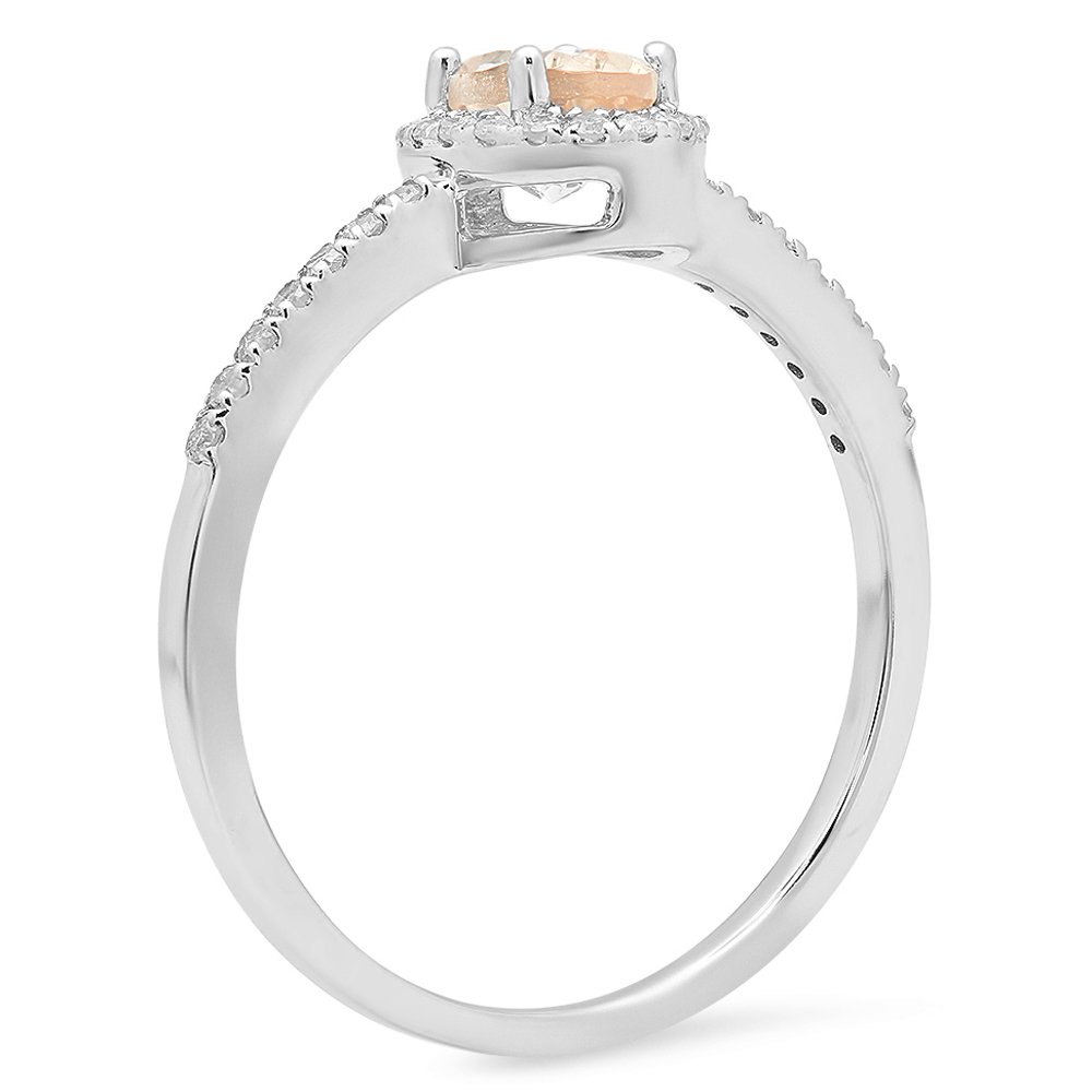 Dazzlingrock Collection Oval Cut Morganite & Round Cut White Diamond Halo Engagement Ring in Sterling Silver - Perfect for Bridal, Wedding, and Proposal Gifts