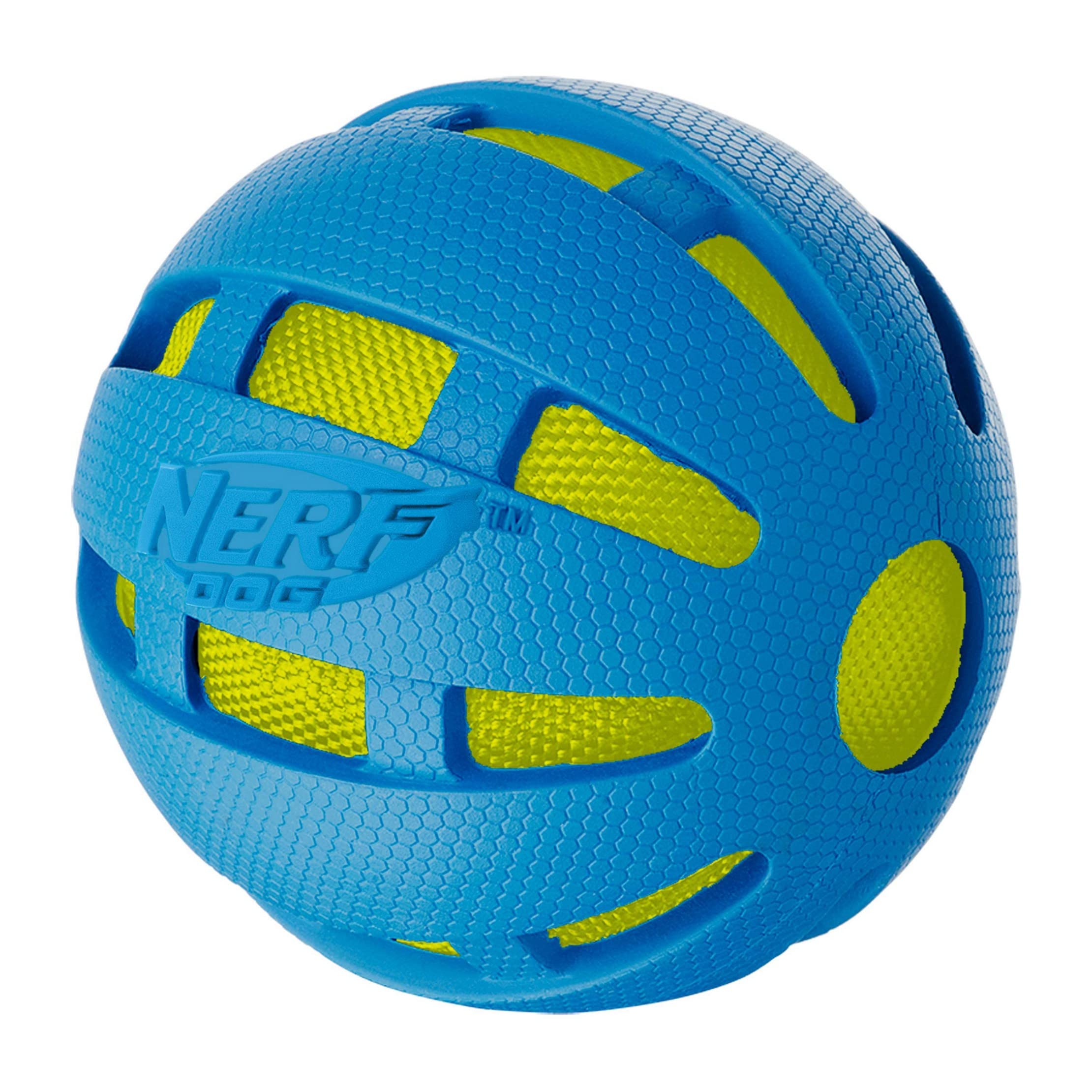 Nerf Dog 3.8in Rubber Ball - Blue with Green Bag for Fetch Play