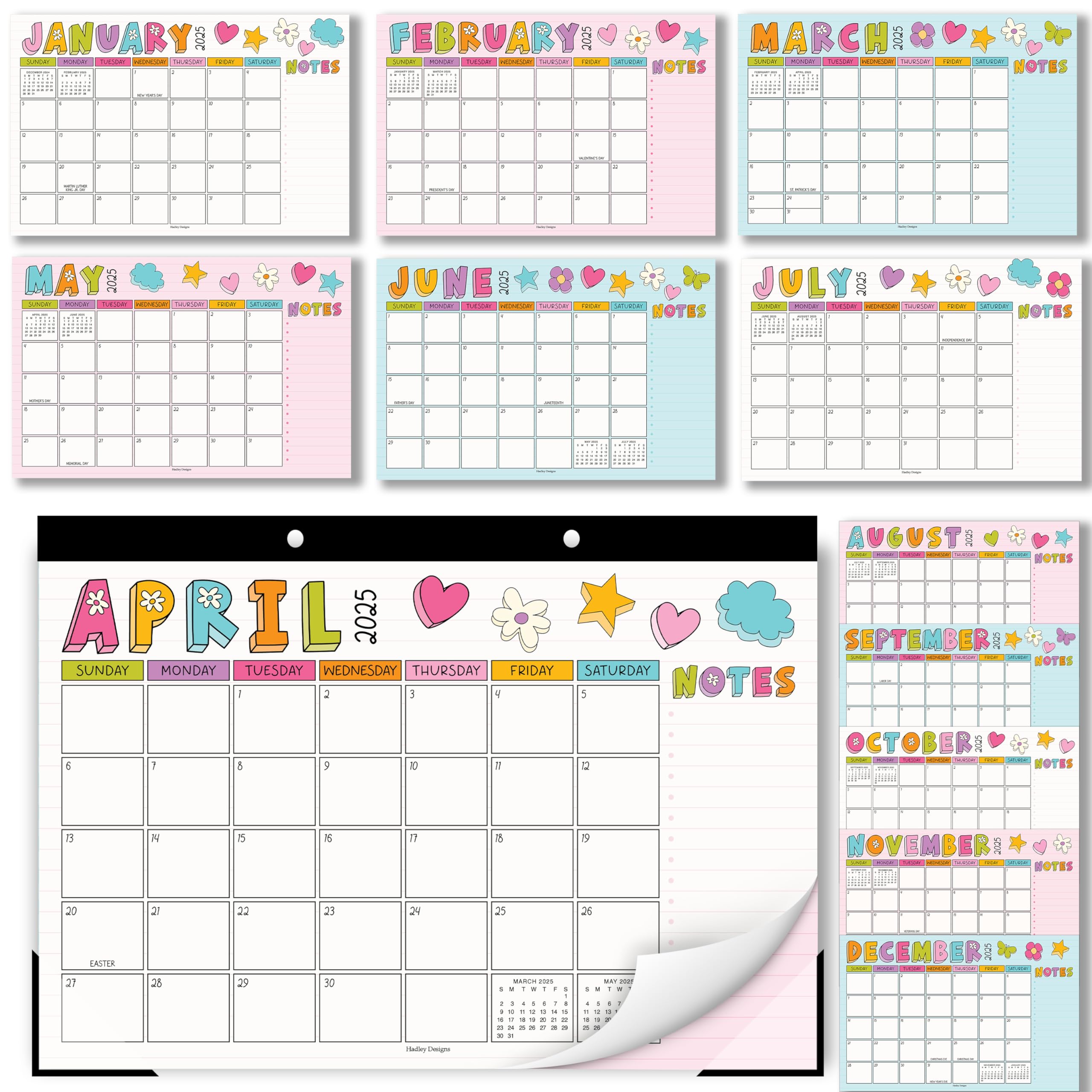 Hadley Designs 2025-2026 Large 18-Month Desk Calendar - 17