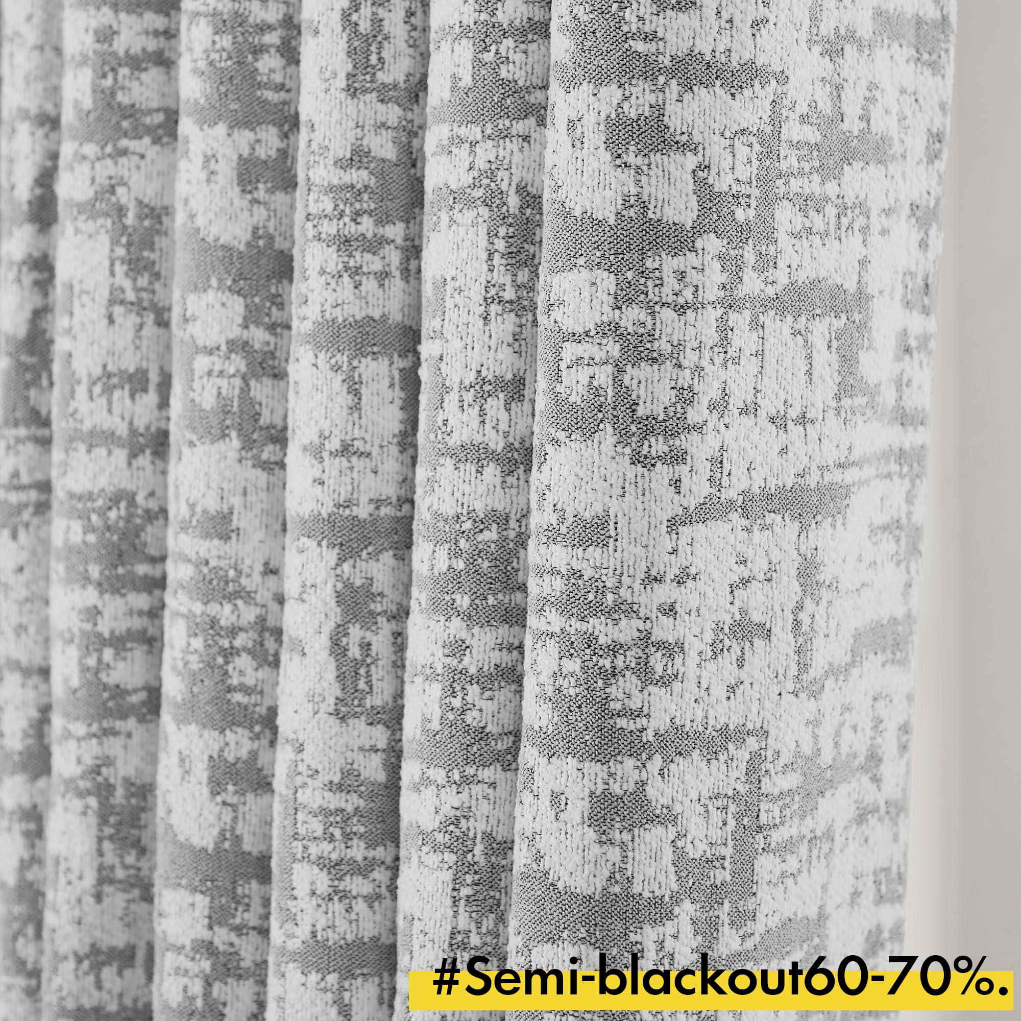 GIGIZAZA Modern Grey Velvet Jacquard Chenille Curtains - 63 Inch Long Semi Blackout Drapes for Living Room & Bedroom - 2 Panels Set, Home Decor Window Treatments for Cozy & Stylish Interior Design