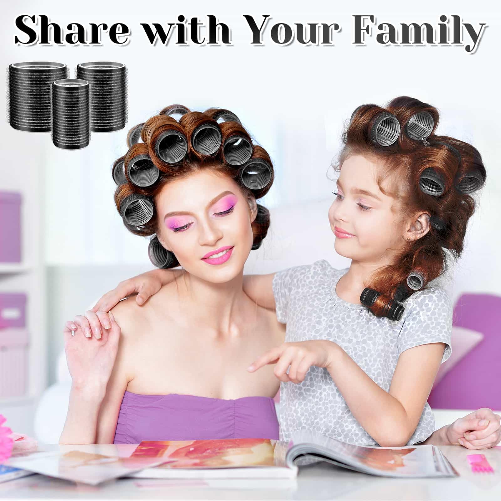 30Pcs Hair Rollers Set with 3 Sizes (6 Large, 6 Medium, 6 Small Rollers) + 12 Clips & Storage Bag - Volumizing Curlers for Long, Medium & Short Hair - Perfect for Home Styling, Salon Use & Travel