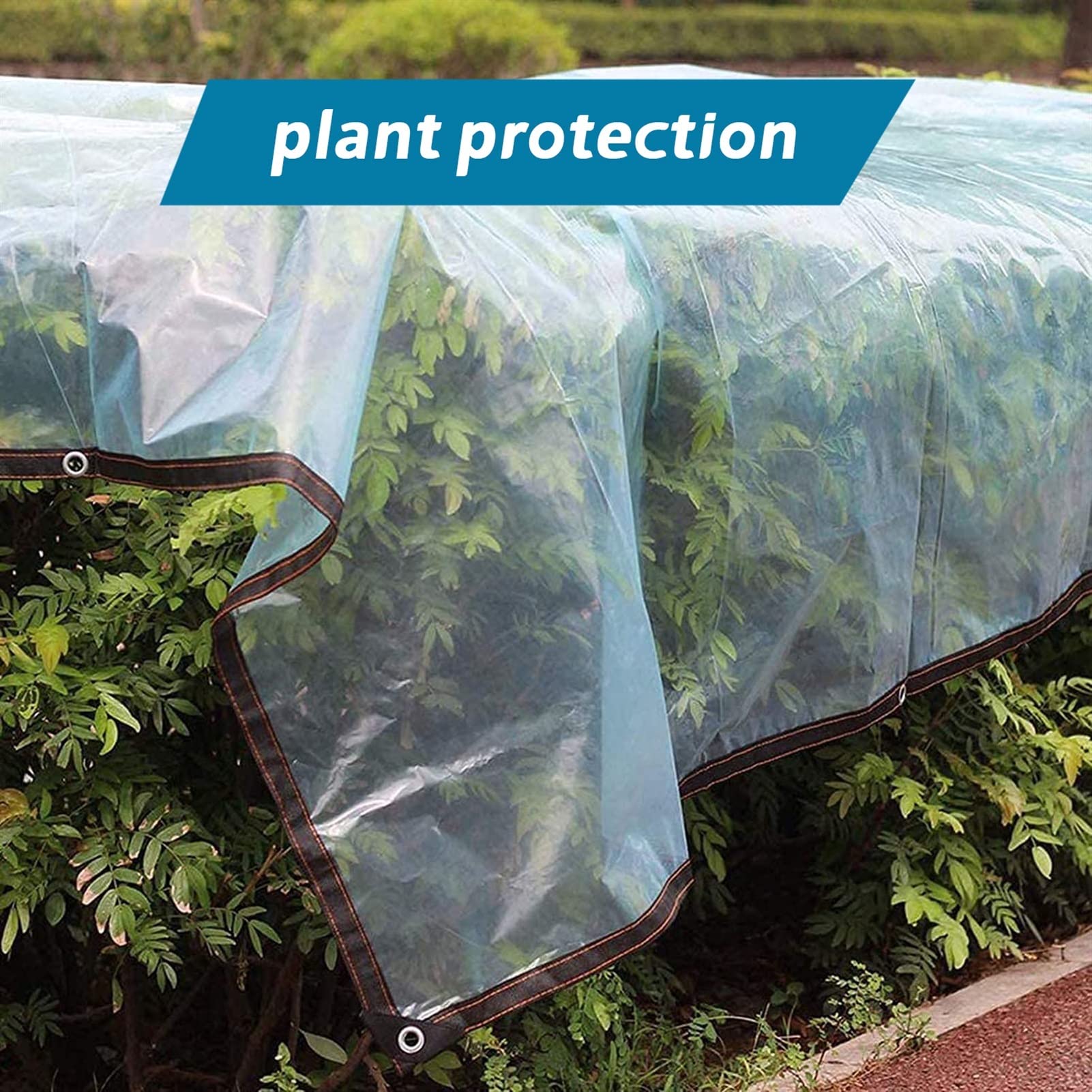 Waterproof Clear Tarps with Grommets - 6x6m/19x19ft Heavy Duty Plastic Tarpaulin for Outdoor Patio, Porch Enclosure, Greenhouse & Canopy Cover - Perfect for Weather Protection, Camping & DIY Projects