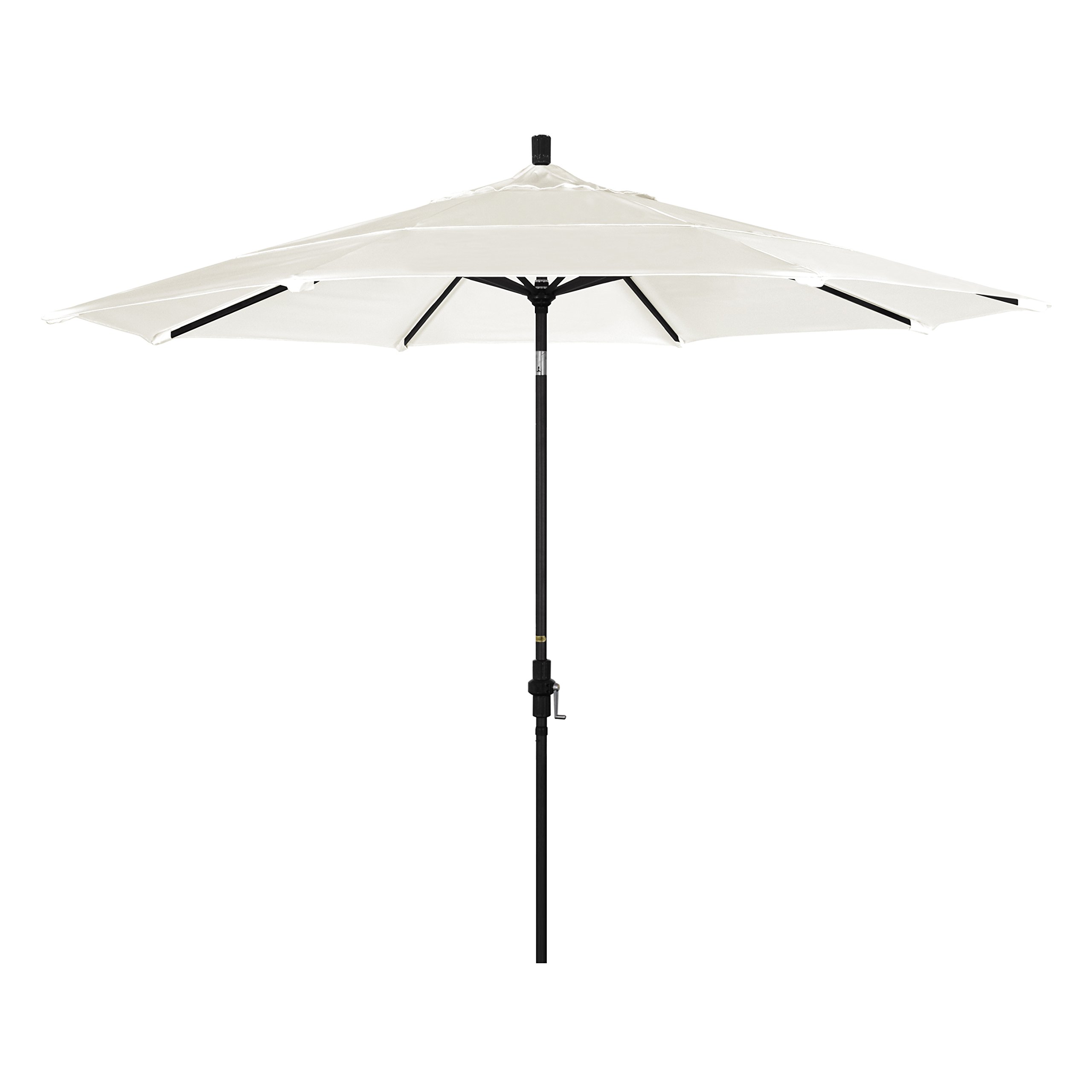 11' Aluminum Market Umbrella with Crank Lift & Tilt - Black Pole for Outdoor Dining & Patio