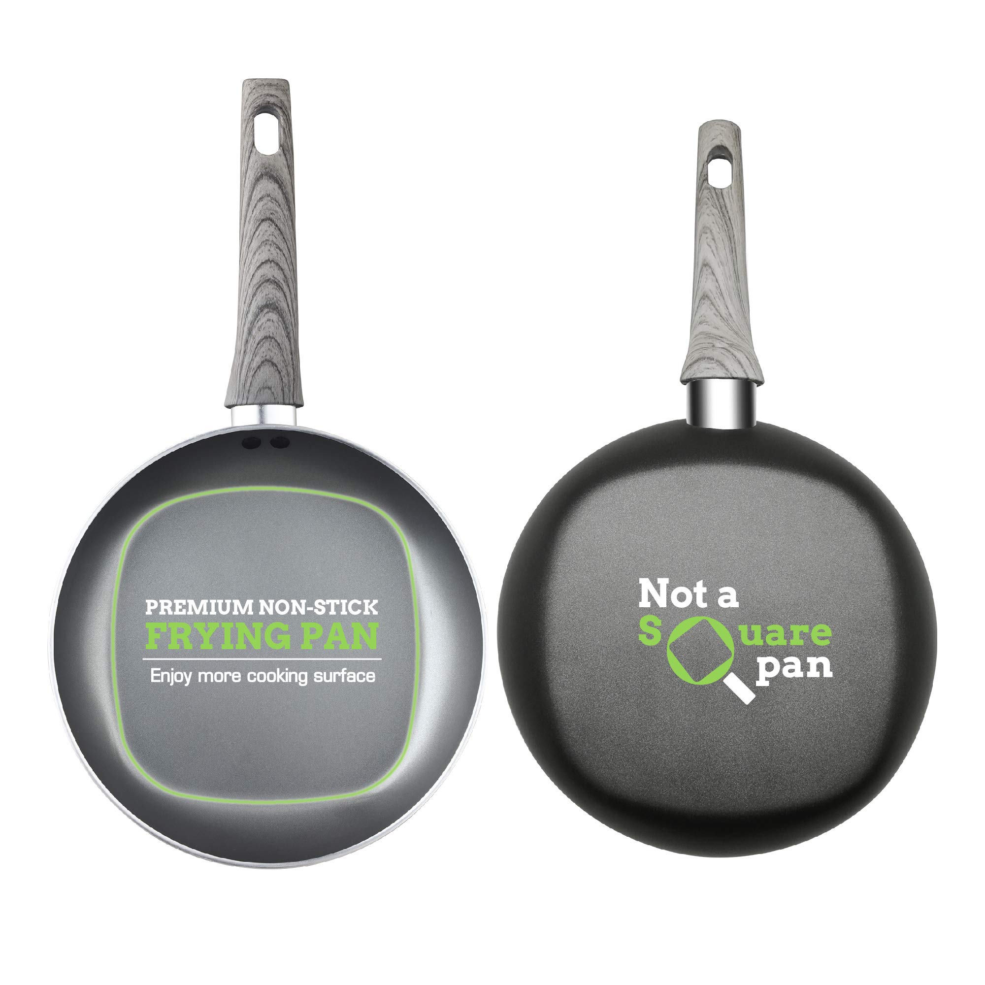 9.5 Inch Classic Nonstick Square Fry Pan - Gray Ceramic Coating Skillet for Sauteing, Frying & Baking - Perfect for Eggs, Pancakes & Stir Fry