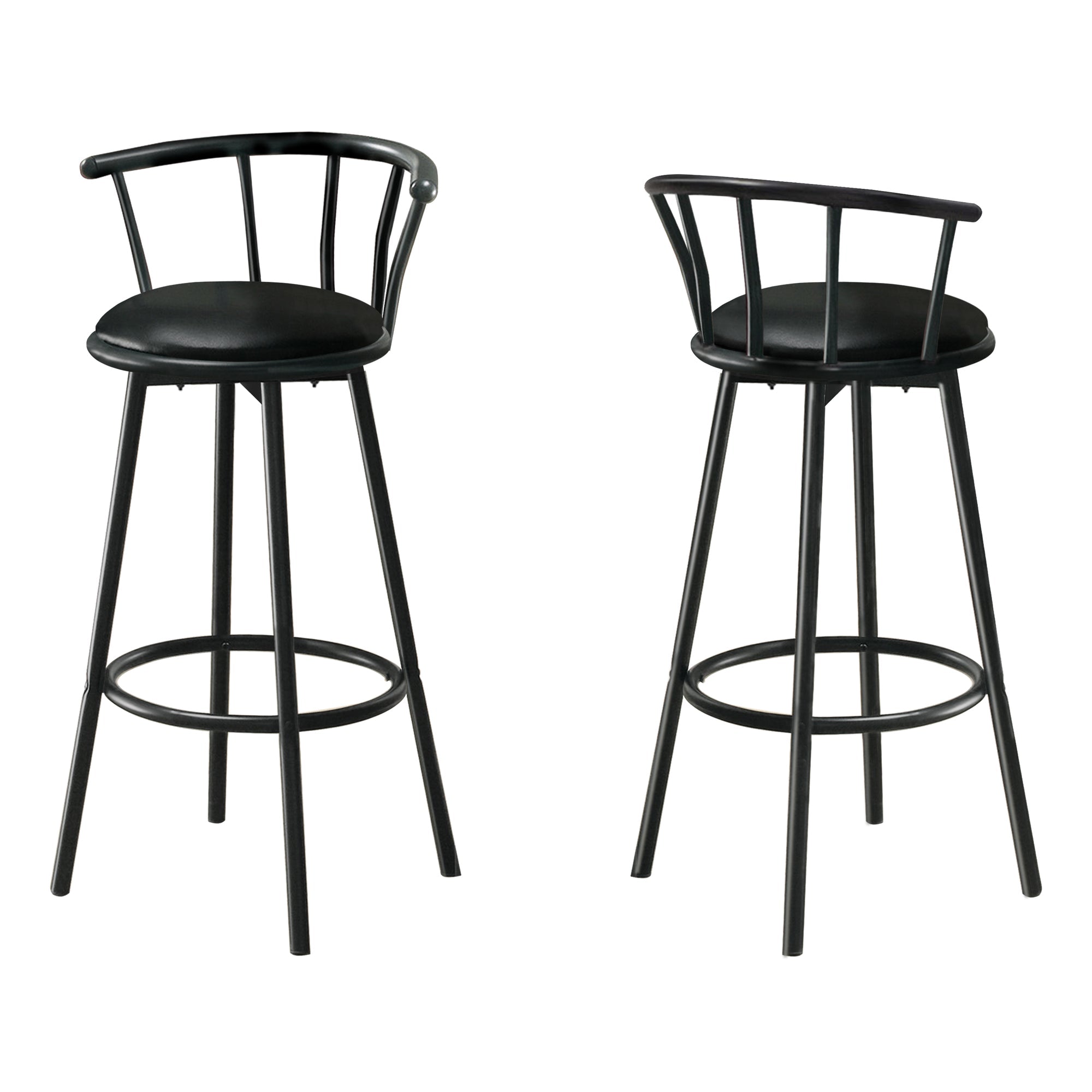 2-Pack Black Metal Swivel Bar Stools 36