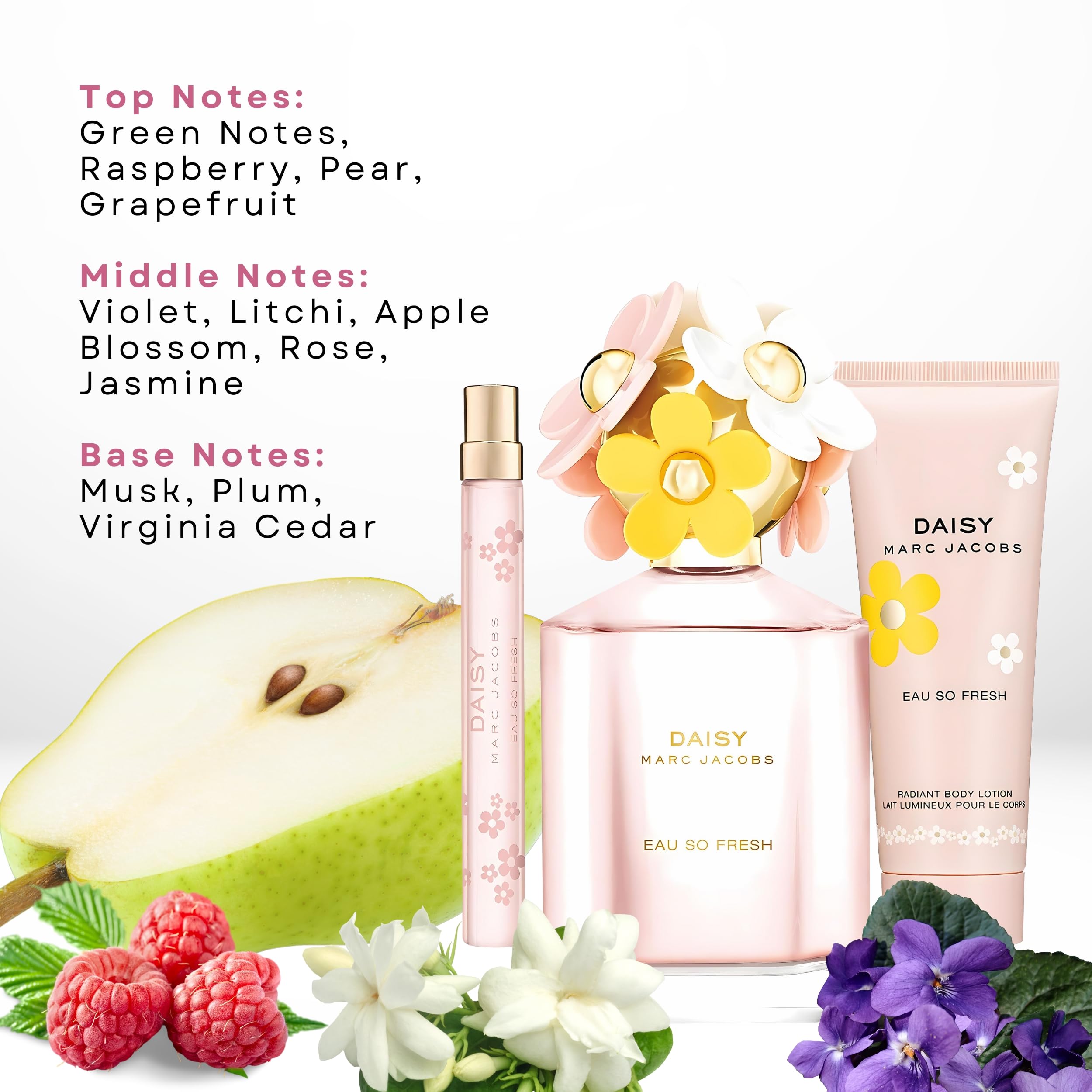 Marc Jacobs Daisy Eau So Fresh Perfume for Women - Floral & Fruity Fragrance Gift Set with Travel Size, Perfect for Daily Wear, Date Nights & Special Occasions