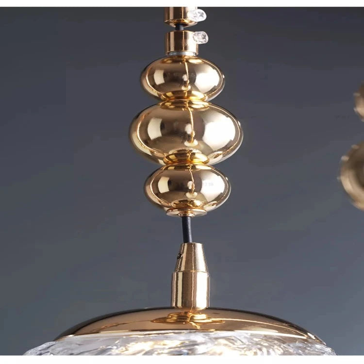 Gold Bubble Glass Pendant Light - Modern Flush Mount Chandelier for Dining Room, Bedroom & Kitchen Lighting | Elegant Ceiling Fixture for Home Decor