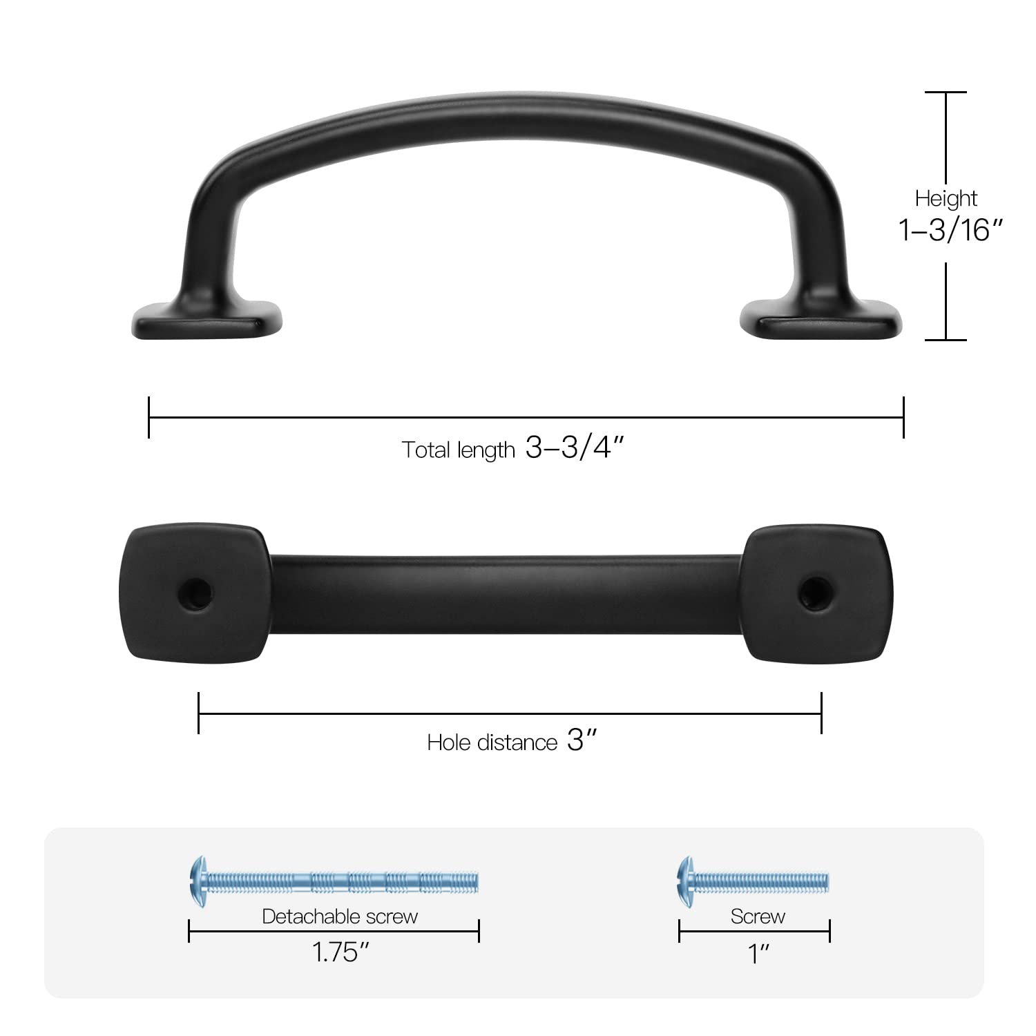 Ravinte 10 Pack 3 Inch Matte Black Cabinet Pulls - Solid Square Foot Curved Drawer Handles for Kitchen Cabinets & Furniture - Perfect for Modern Home, Office, and DIY Renovation Projects