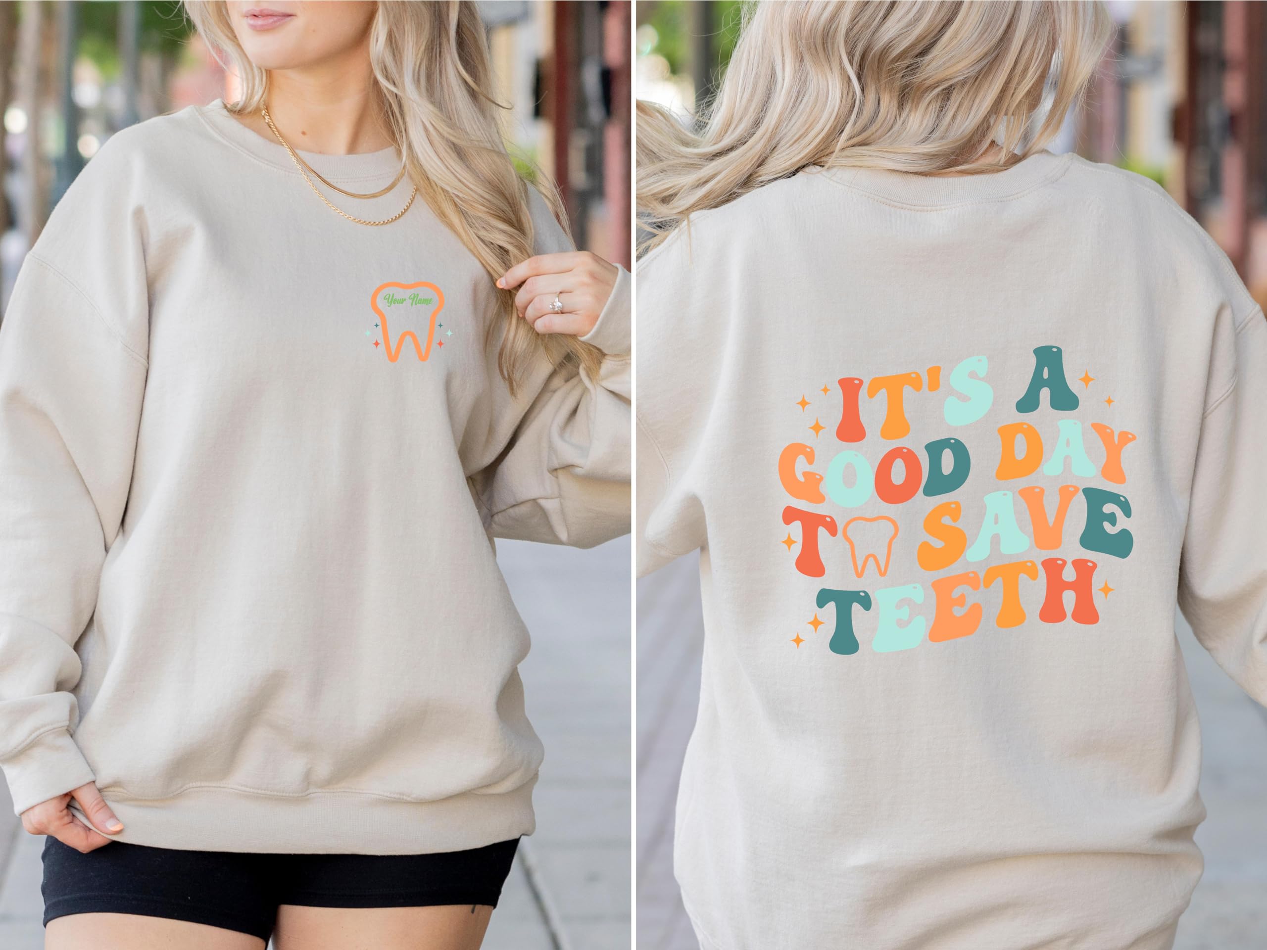 Save Teeth Sweatshirt - Personalized Dentist Gift, Dental Assistant & Hygienist Apparel - Comfortable Crewneck Sweater for Dental Professionals | Perfect for Clinics, Offices & Casual Wear