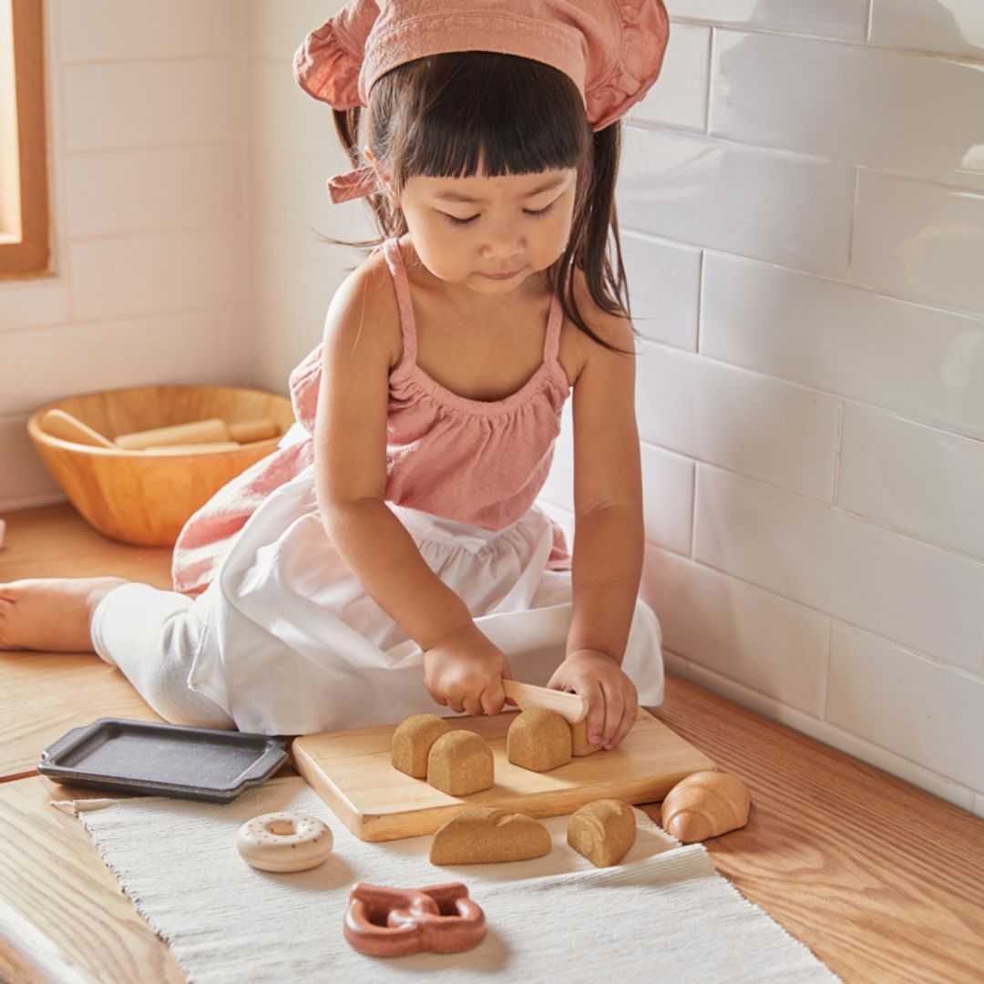 Wooden Bread Toy Set for Kids - Pretend Play Kitchen Accessories for Toddlers & Preschoolers - Perfect for Role Play, Learning & Imaginative Fun