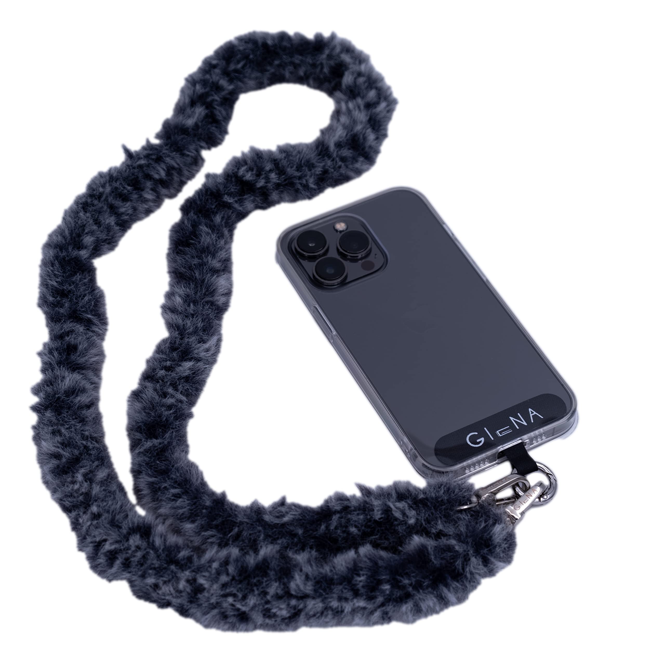 Giena Puff Phone Strap - Adjustable Neck Lanyard for Smartphones - Compatible with iPhone, Samsung, Galaxy & More - Soft & Durable (Gray) - Perfect for Work, Travel, Gym & Outdoor Activities