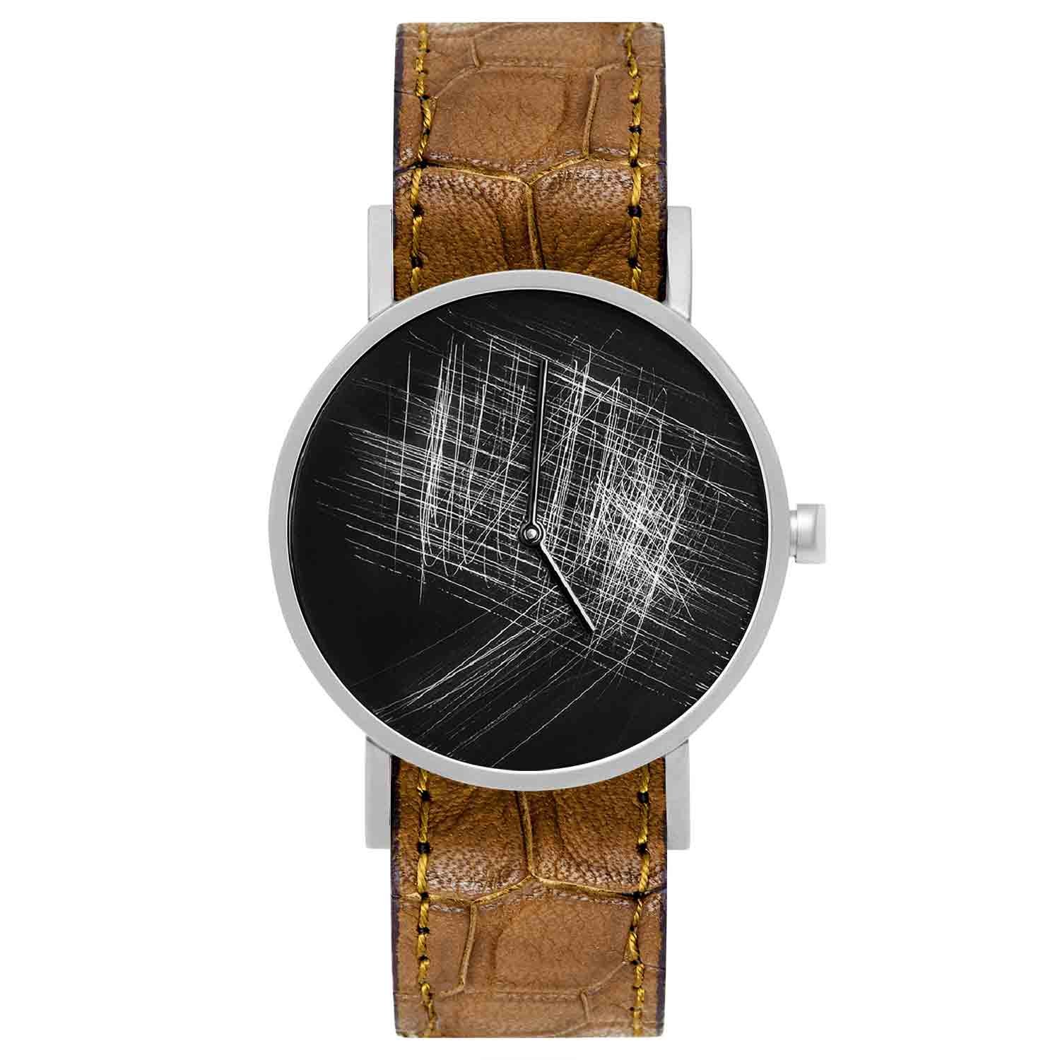 South Lane Men's Stainless Steel Swiss Quartz Watch with Genuine Leather Strap - Black Dial, 20mm Band (Model AW18-30) | Perfect for Business, Formal Occasions & Everyday Wear
