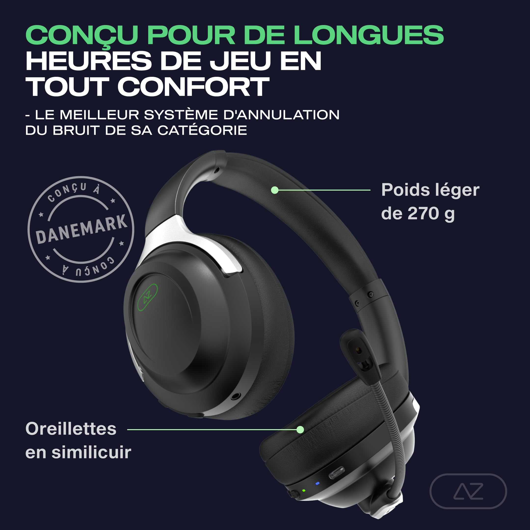 A-Spire Hybrid ANC Gaming Headset with Active Noise Cancellation - Enhanced Speech Noise-Canceling Microphone - Compatible with PC, PS4, PS5, Xbox Series X/S, Nintendo Switch & Mobile - Perfect for Gaming, Streaming & Remote Work