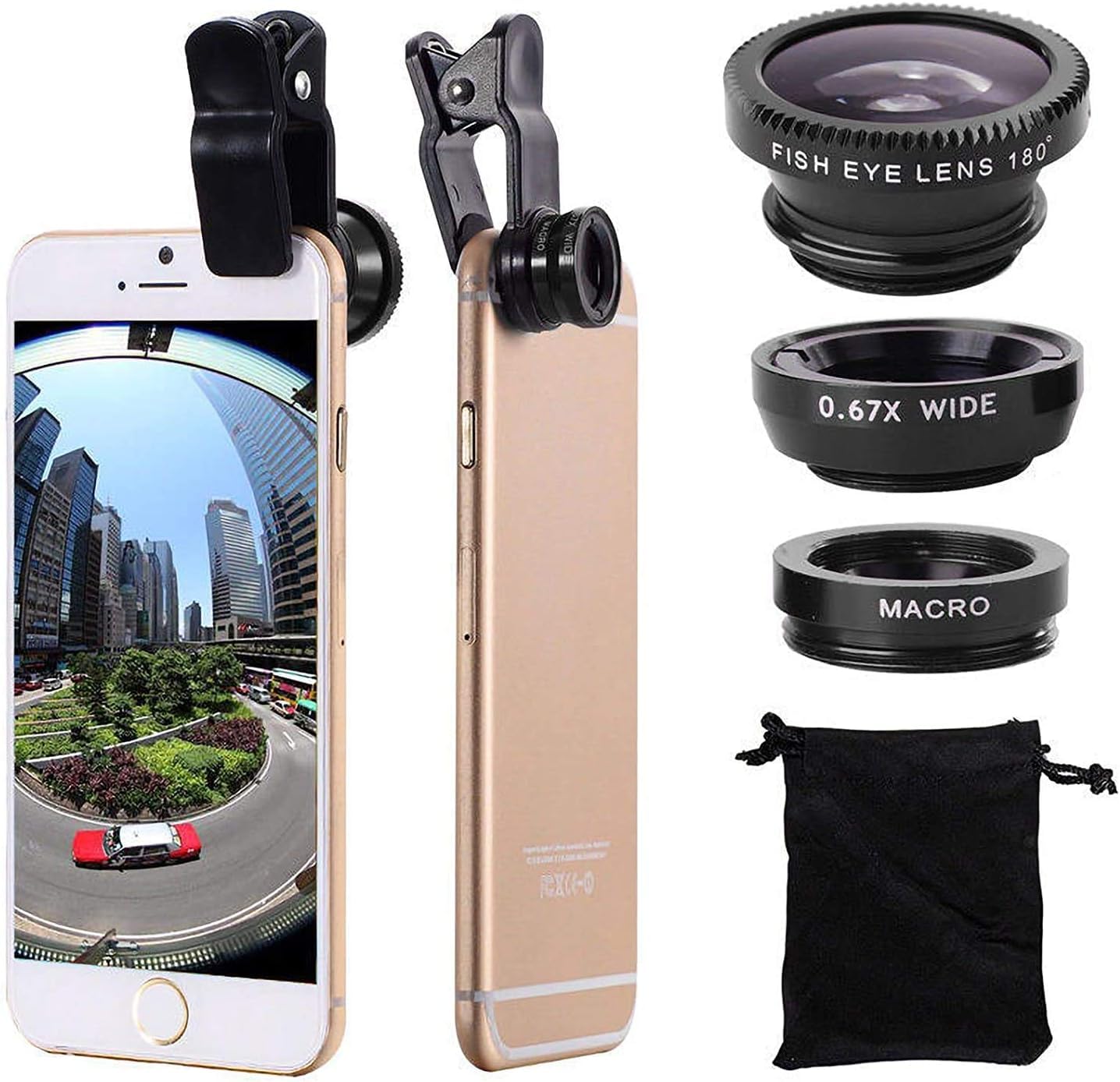 3-in-1 Professional Camera Lens Kit for iPhone & Android - Ultra Wide Angle, Fisheye & Macro Lenses - HD Mobile Photography & Videography Accessories - Perfect for Travel Vlogging, Nature Photography & Social Media Content Creation
