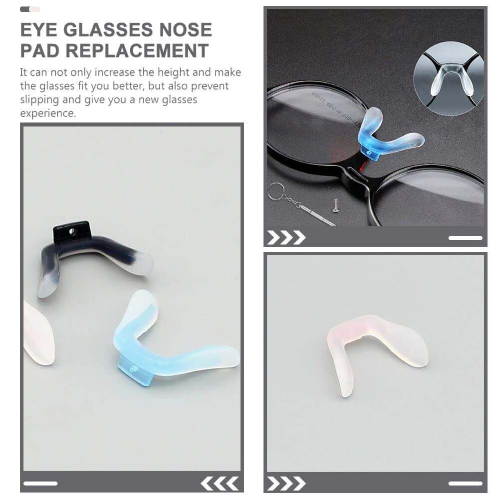 3Pcs U-Shaped Silicone Eyeglass Pads - Anti-Slip, Anti-Drop Nose Pads for Glasses - Screw-in Replacement Nose Pads for Comfort & Secure Fit - Perfect for Reading, Sports & Daily Wear