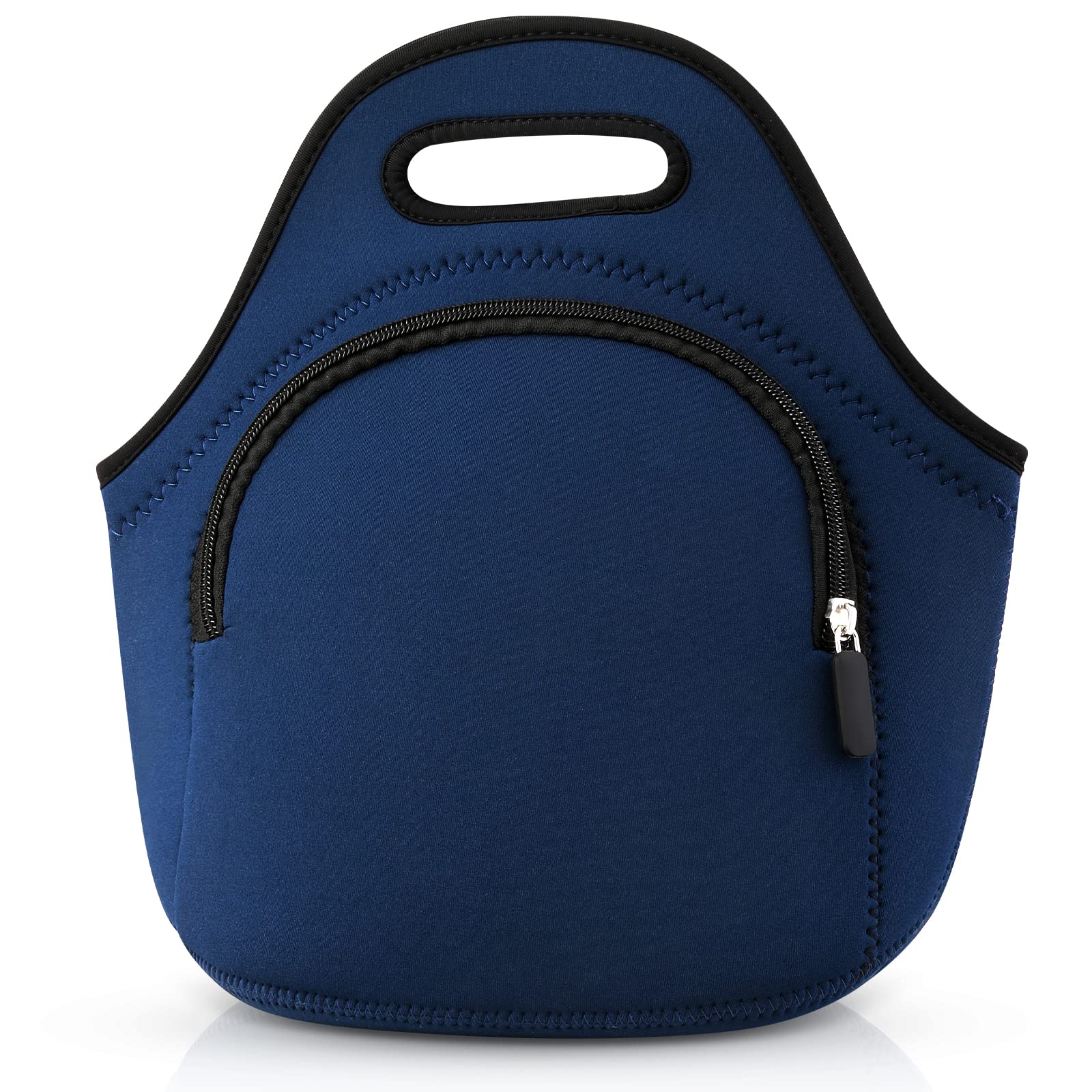 TKZWGA Insulated Neoprene Lunch Bag with Exterior Pocket - Leakproof Washable Lunch Tote for Work, School & Picnics - Soft Lightweight Cooler Bag for Men, Women & Kids (Blue)
