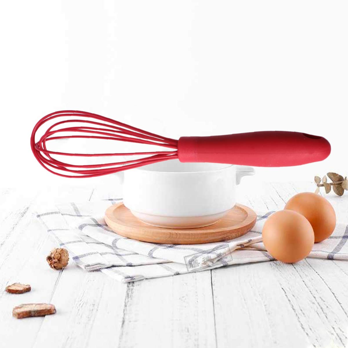 Hemoton 3-Piece Silicone Egg Whisk Set - Non-Slip Handle Egg Mixer, Milk Cream Frother for Baking, Cooking & Kitchen Blending - Perfect for Smoothies, Coffee, Pancakes & Desserts (Random Color)