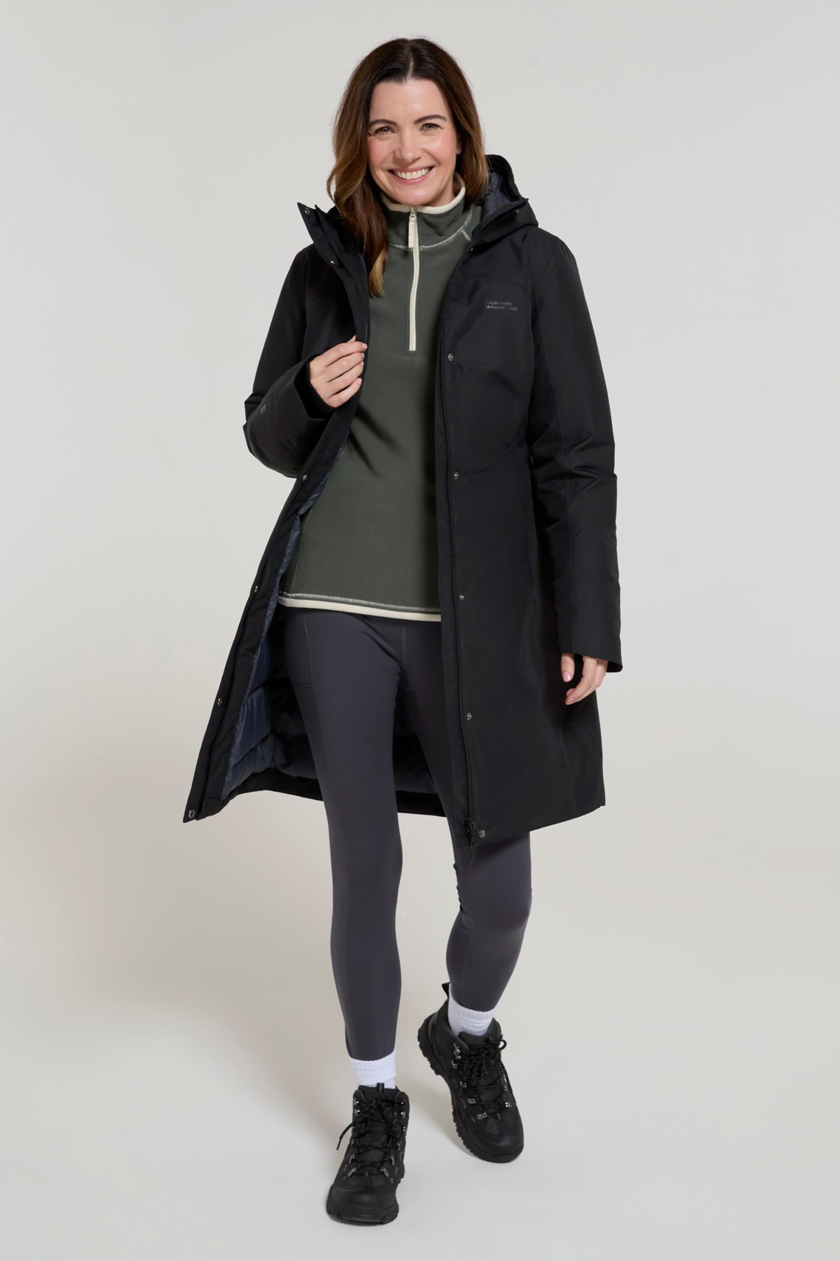 Mountain Warehouse Women's Polar Hybrid Long Padded Jacket - Waterproof Winter Coat for Hiking, Skiing & Outdoor Activities