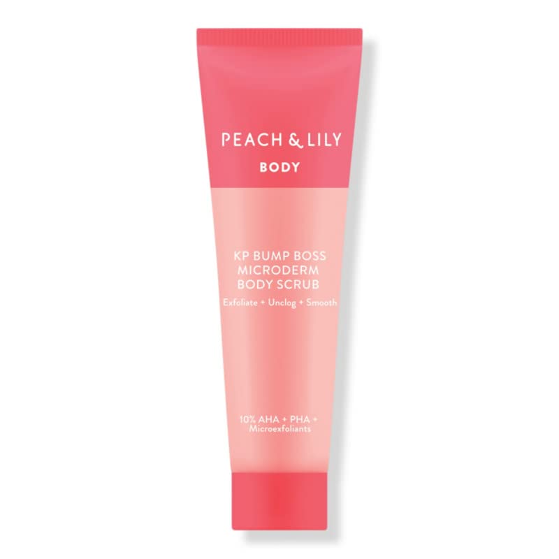 Peach & Lily KP Bump Boss Microdermabrasion Body Scrub for Keratosis Pilaris - Exfoliating & Smoothing Travel Size 1.02 oz / 29g - Perfect for Dry Skin & Bumpy Texture on Arms & Legs