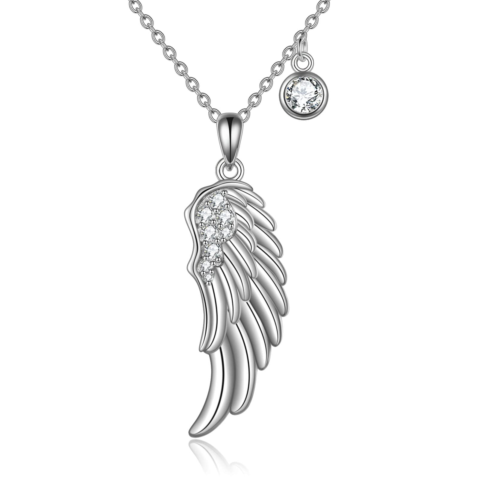 POPLYKE 925 Sterling Silver Angel Wing Pendant Necklace for Women & Girls - Elegant Birthday Gift for Mom, Daughter, Wife - Hypoallergenic Jewelry for Everyday Wear, Special Occasions & Gifting
