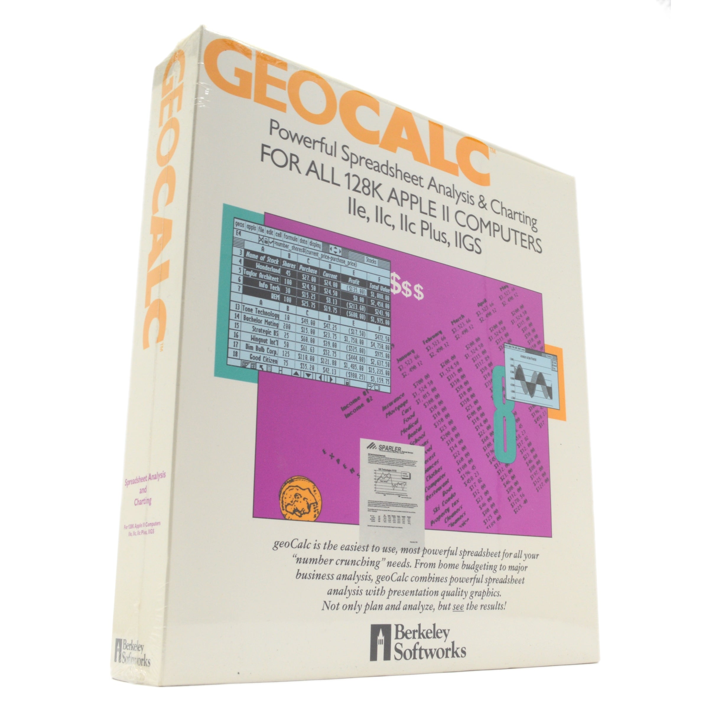 Vintage Apple II GeoCalc 128K Spreadsheet Software - Sealed & Authentic for Retro Computing & Collectors - Perfect for Apple II Enthusiasts & Historical Tech Preservation