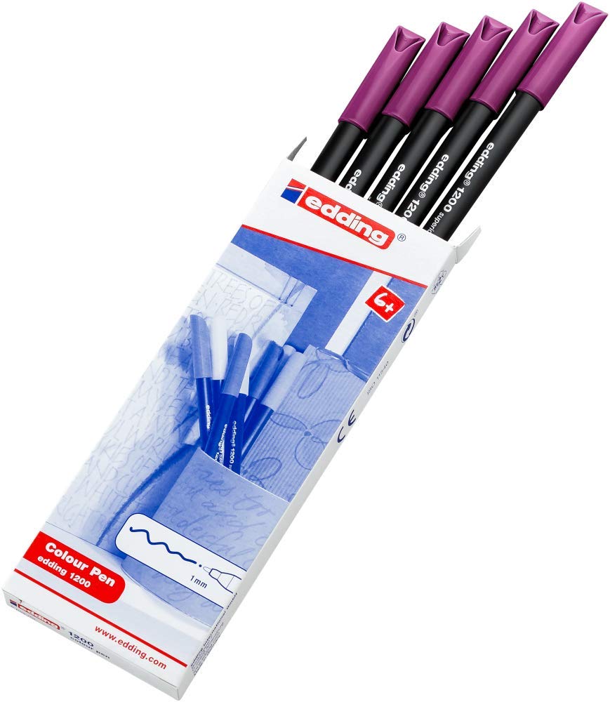 edding 1200 Fine Tip Color Pen Set - 10 Magenta Felt-Tip Pens with 1mm Round Tip for Drawing, Writing & Mandalas | Perfect for School, Office & Art Projects