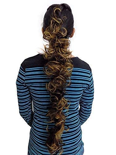 BLUSHIA Women's Clip-in Hair Extensions for Ponytail & Bun - 1 Pack Gold Color Frill Hairpiece | Perfect for Parties, Weddings & Everyday Styling