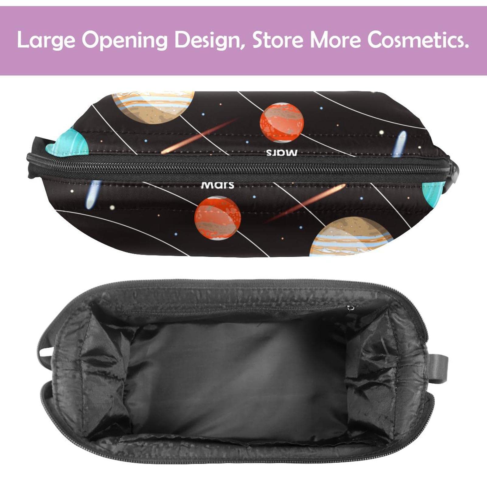 Large Travel Makeup Bag for Women - Universe Planet Galaxy Solar System Cosmetic Organizer Toiletry Pouch - Perfect for Travel, Gym & Daily Essentials Storage