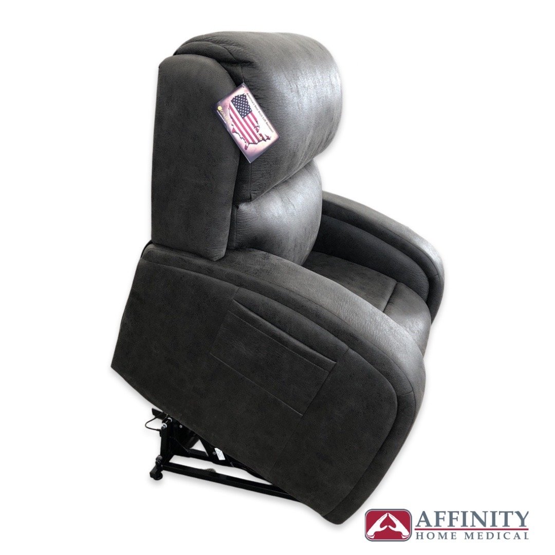EZ Sleeper PR 761 Maxicomfort Luxury Lift Recliner Chair with Twilight Feature in Smoke Microsuede Fabric - Perfect for Elderly Comfort, Home Theater Seating & Relaxation