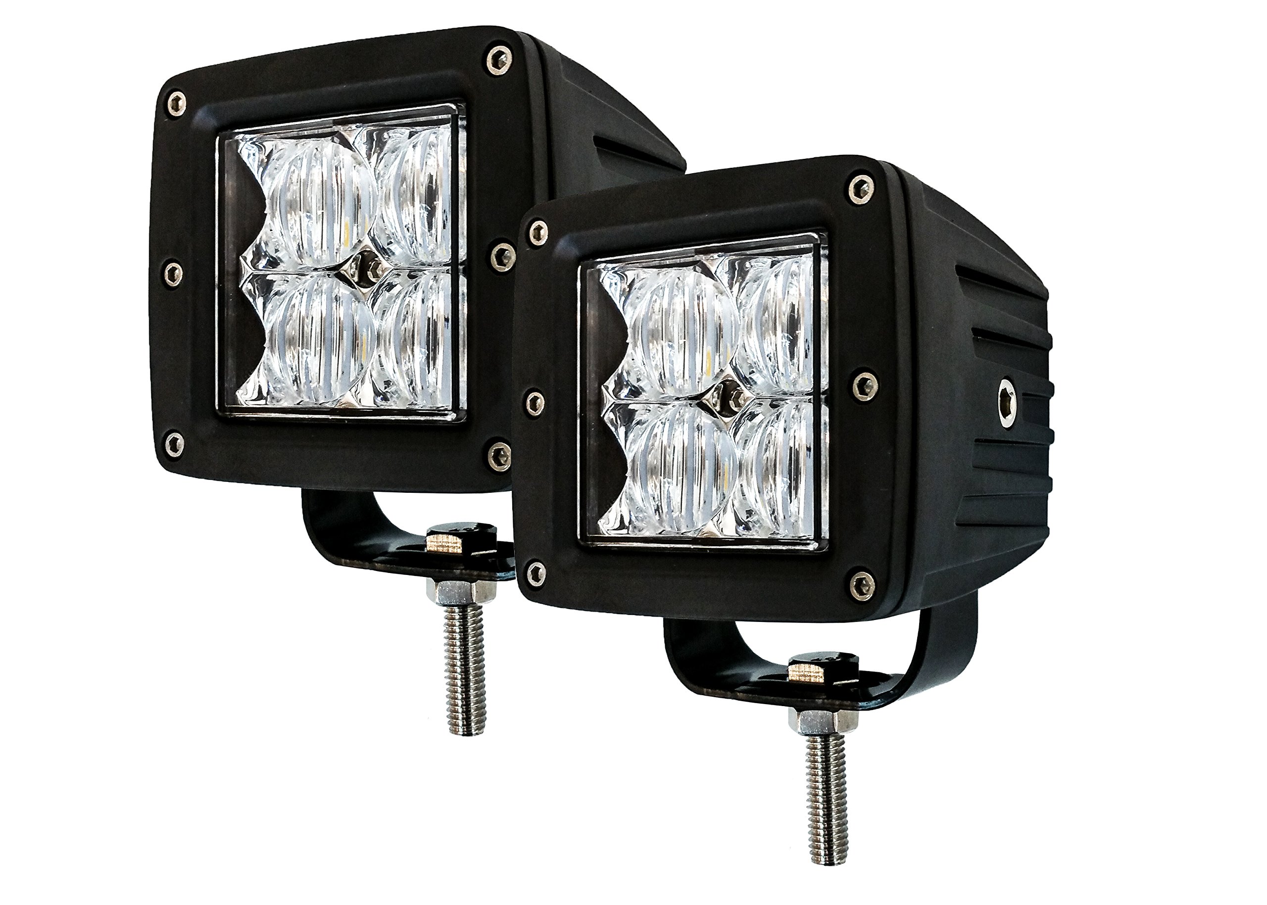 OZ-USA® 4D POD Flood LED Lights - High Power Fog Lights for ATV, Offroad, Truck & Motorcycle - 3x4 Race Beam Cube Lights for Night Driving & Off-Road Adventures