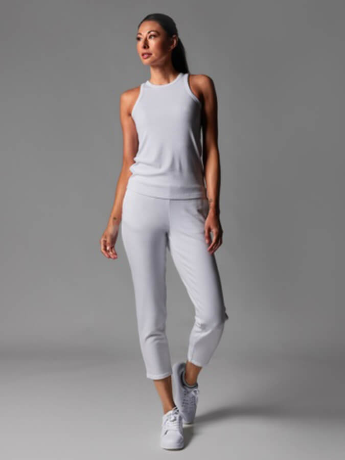 Tavi Cozy Ankle Women's Pants - Soft Stretchy Casual Lounge Pants for Women in White | Perfect for Home, Yoga & Relaxation