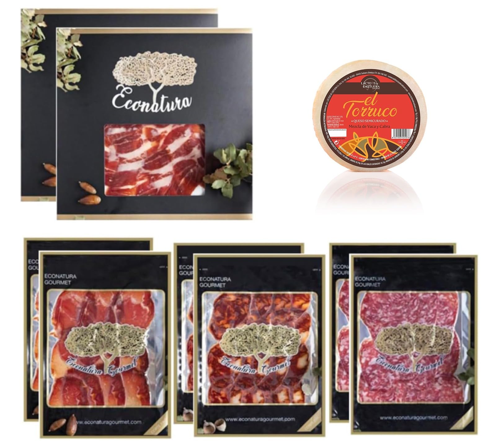 Premium Spanish Gourmet Gift Basket - Iberian Bellota Ham, Sausage, Chorizo, Loin & Semi-Cured Cheese - Luxury Food Hamper for Holidays, Corporate Gifts & Special Occasions