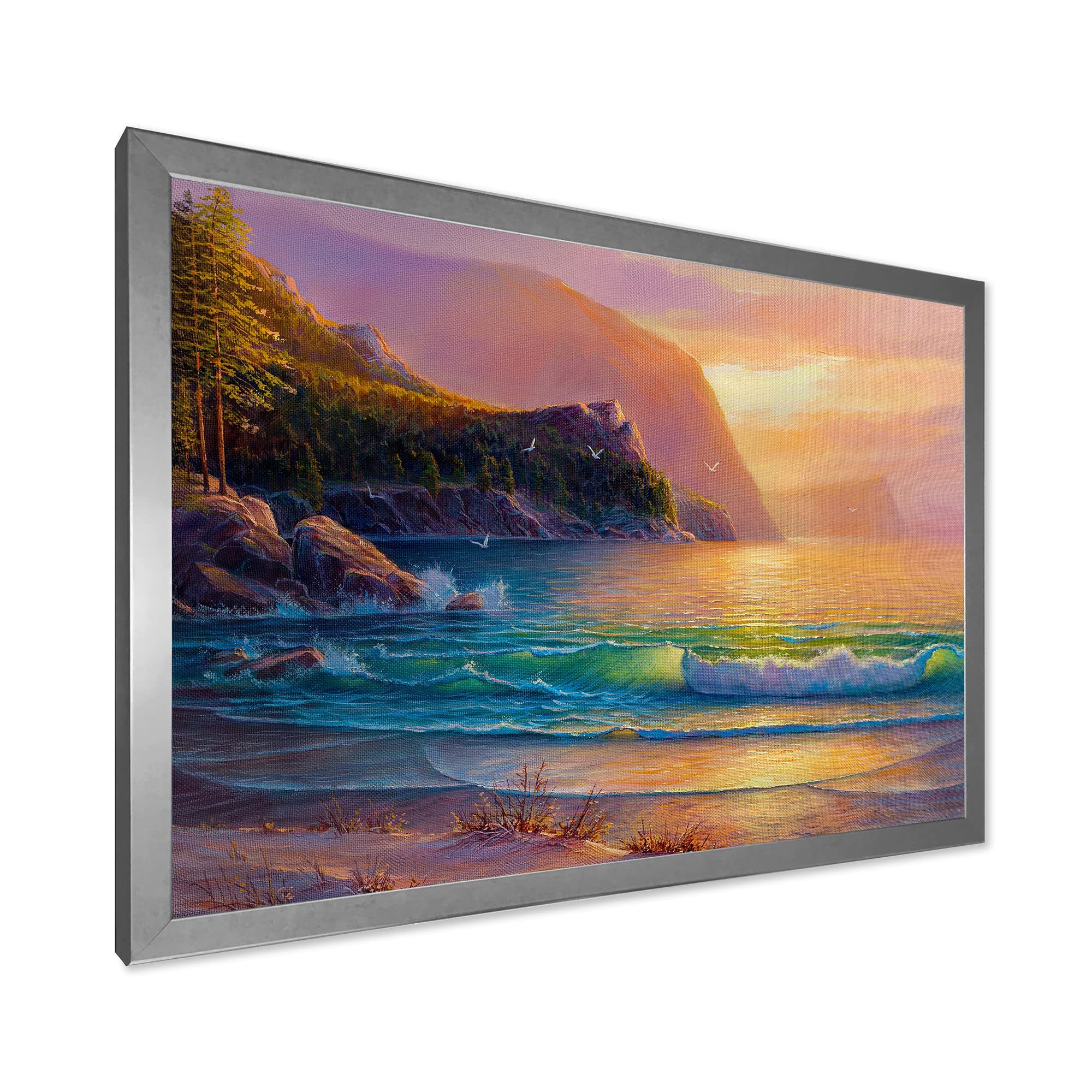 Romantic Beach Sunset Nautical Coastal Framed Wall Art - Perfect for Living Room, Bedroom & Beach House Decor