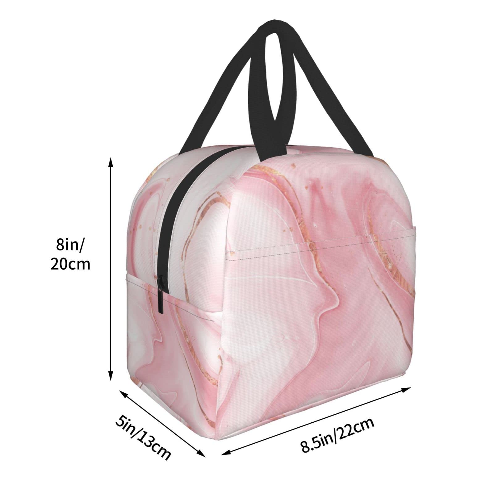 Premium Pink Marble Insulated Lunch Box - Reusable Thermal Lunch Bag for Women & Men, Leakproof Food Container for Office, School, Camping, Hiking, Picnic, Beach & Travel
