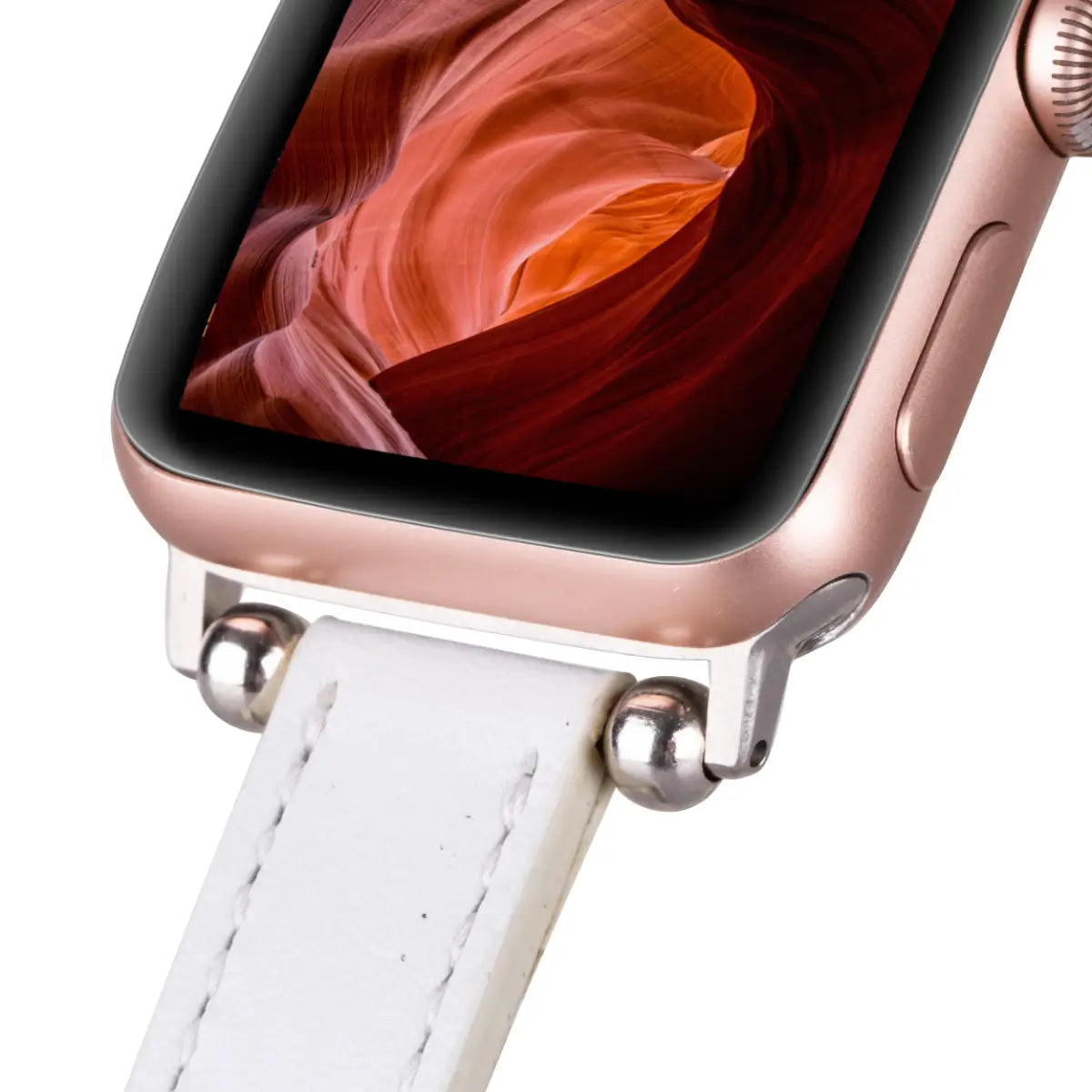 Premium White Leather Ultra Slim Apple Watch Band - Compatible with All Apple Watch Models - Elegant & Comfortable for Workouts, Office & Everyday Wear