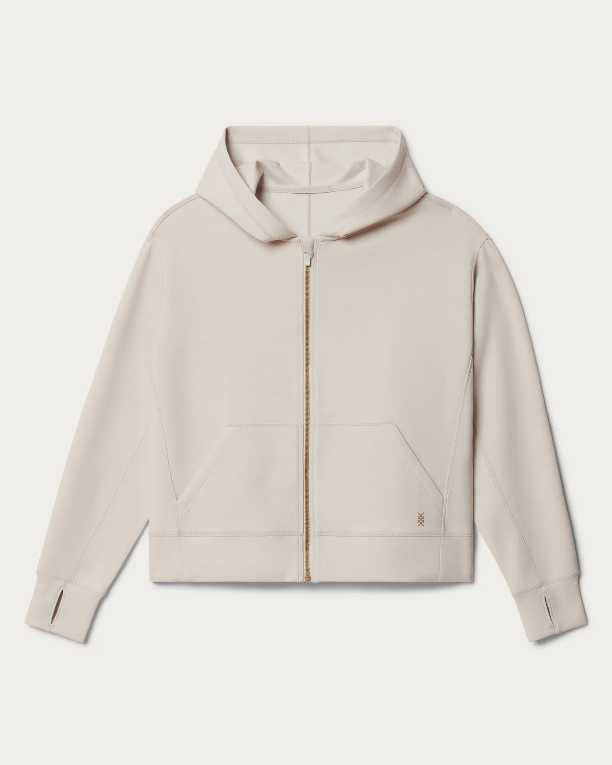 Rhone Women's Dreamglow Full Zip Hoodie - Soft Fleece Pullover with Pockets for Running, Yoga & Lounge Wear - Sand Color Athletic Jacket