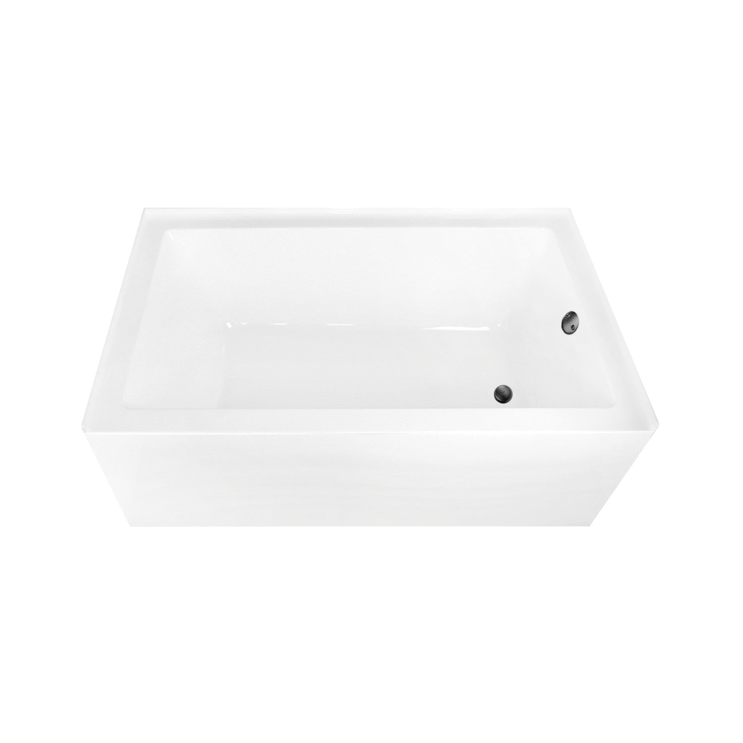 Aqua Eden 60 Inch Acrylic Rectangular 3-Wall Alcove Bathtub - Right Hand Drain - Glossy White/Matte Black - Perfect for Modern Bathroom Renovations and Spa-Like Retreats