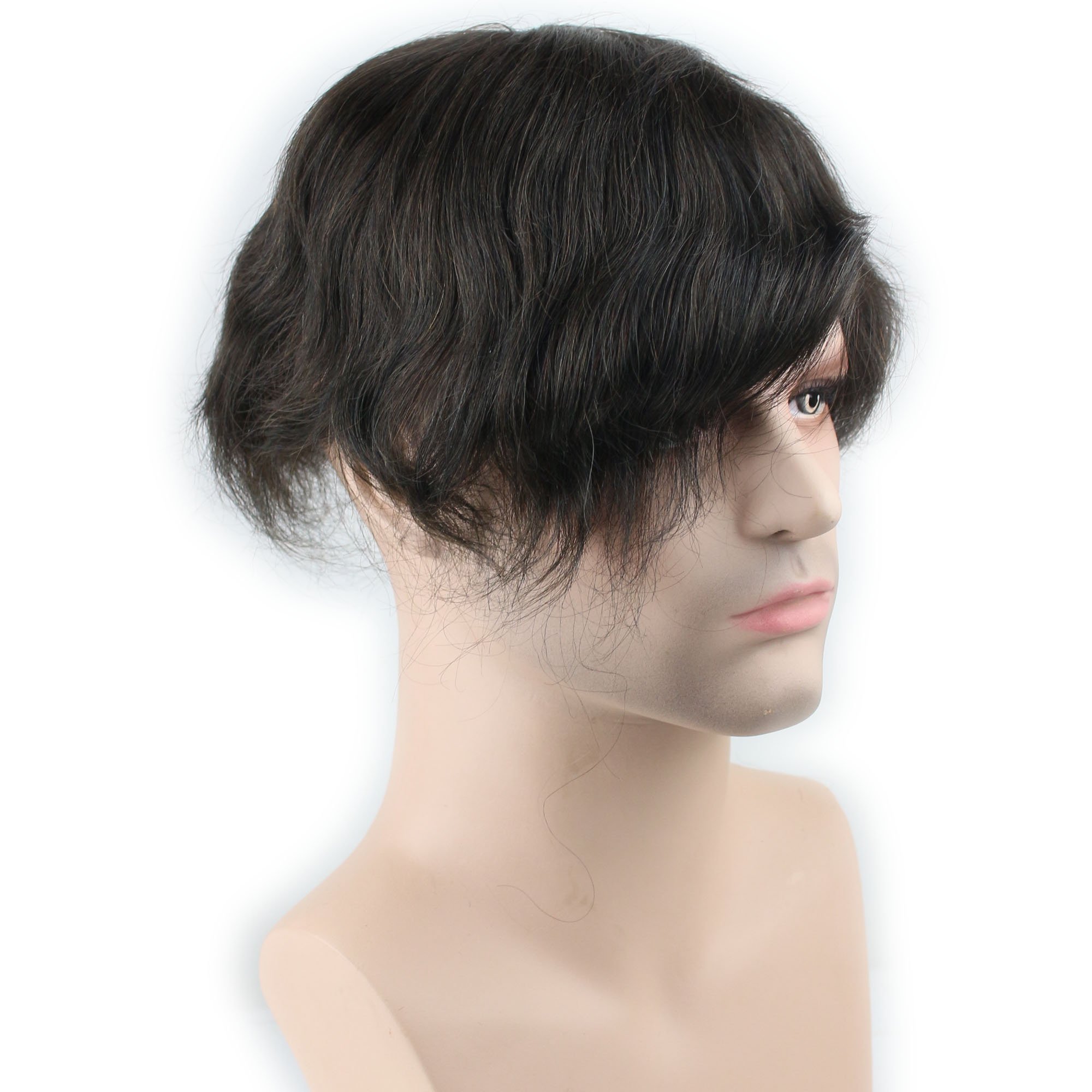 Dreambeauty 10×8 Inch Men's Toupee - Human Hair Thin Skin Hairpiece with Monofilament Net Base - Natural Hair Replacement System for Men (3# Brown) - Perfect for Daily Wear, Special Occasions & Hair Loss Solutions