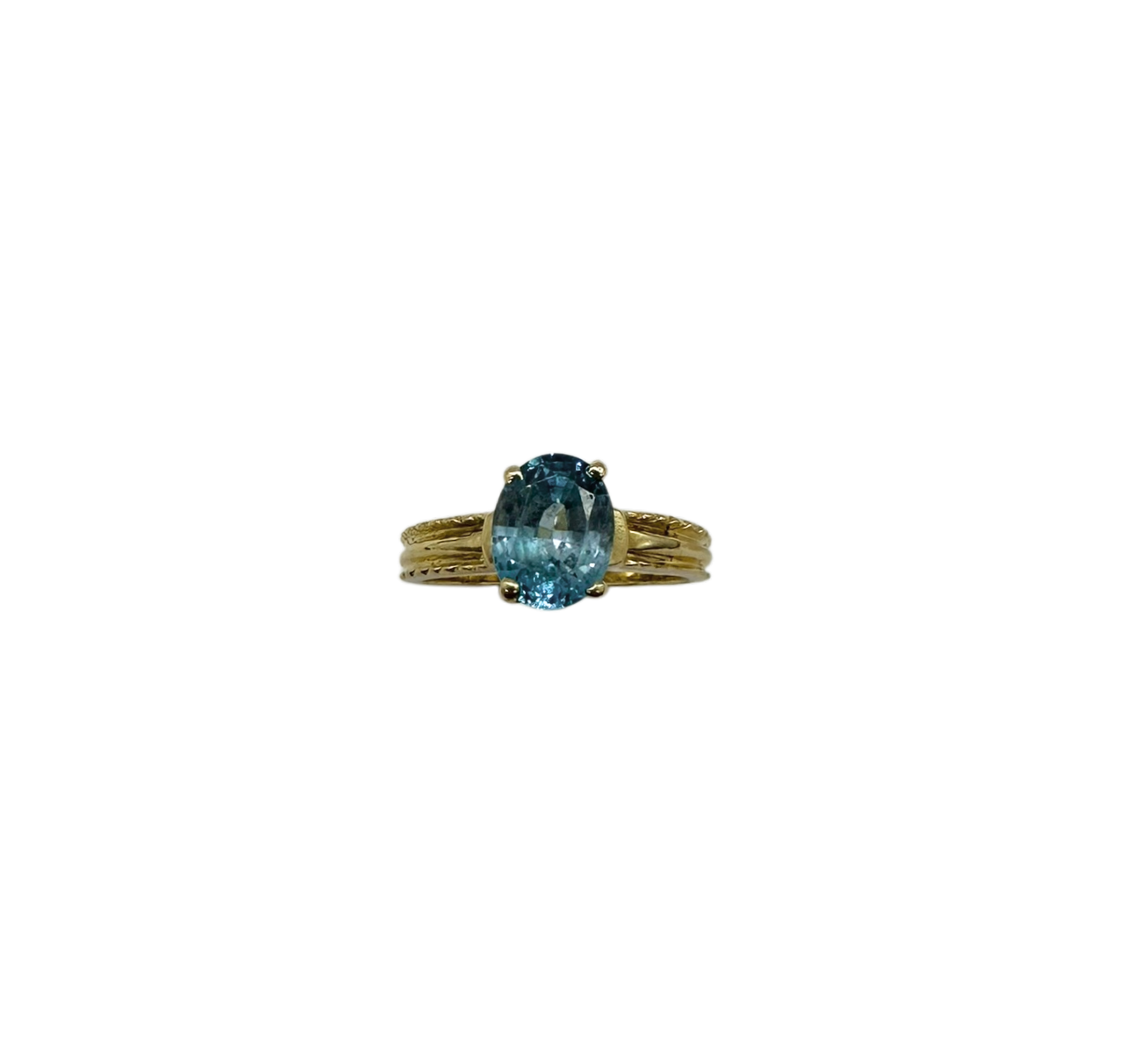 14K Yellow Gold Oval Blue Topaz Ring - Elegant Jewelry for Women, Perfect for Weddings, Anniversaries & Special Occasions