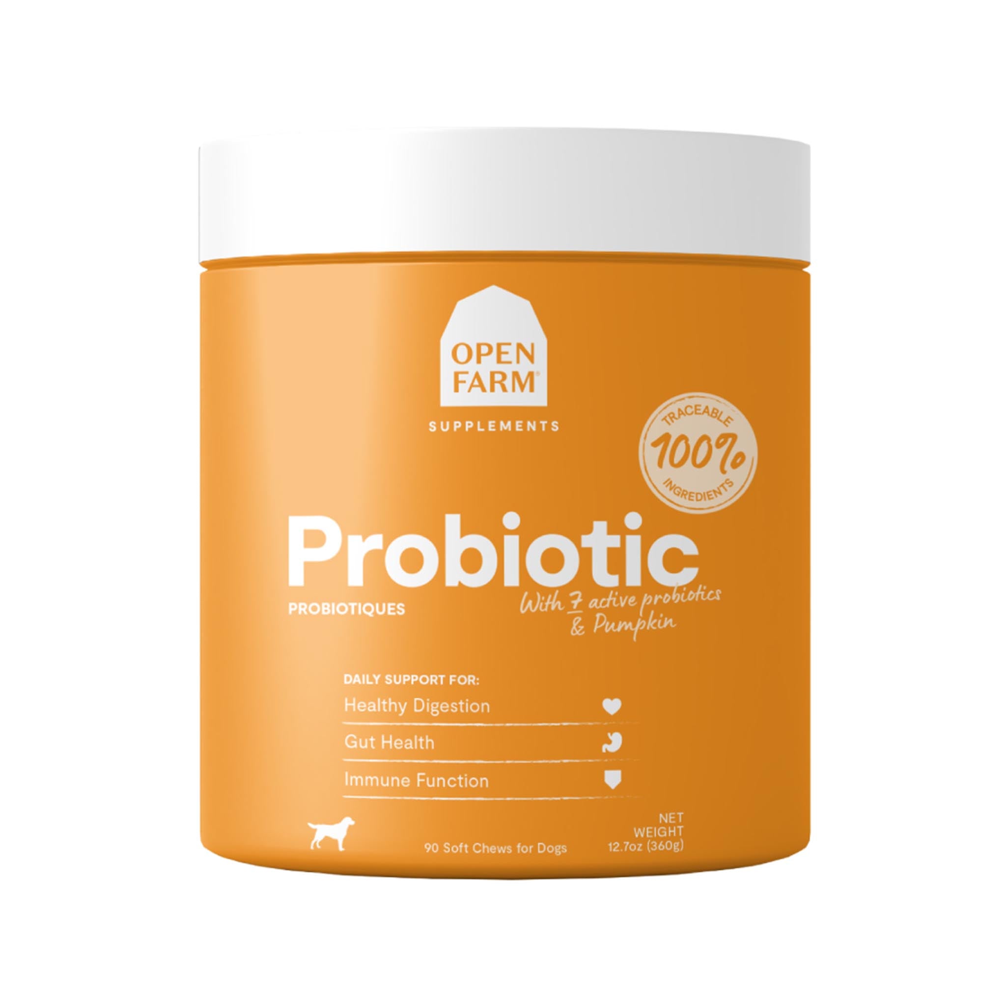 Open Farm Probiotic Supplement for Dogs – Natural Digestive Health Support | Grain-Free, Vet-Recommended Dog Probiotics for Gut Health & Immune System | Ideal for Sensitive Stomachs, Diarrhea Relief & Daily Wellness