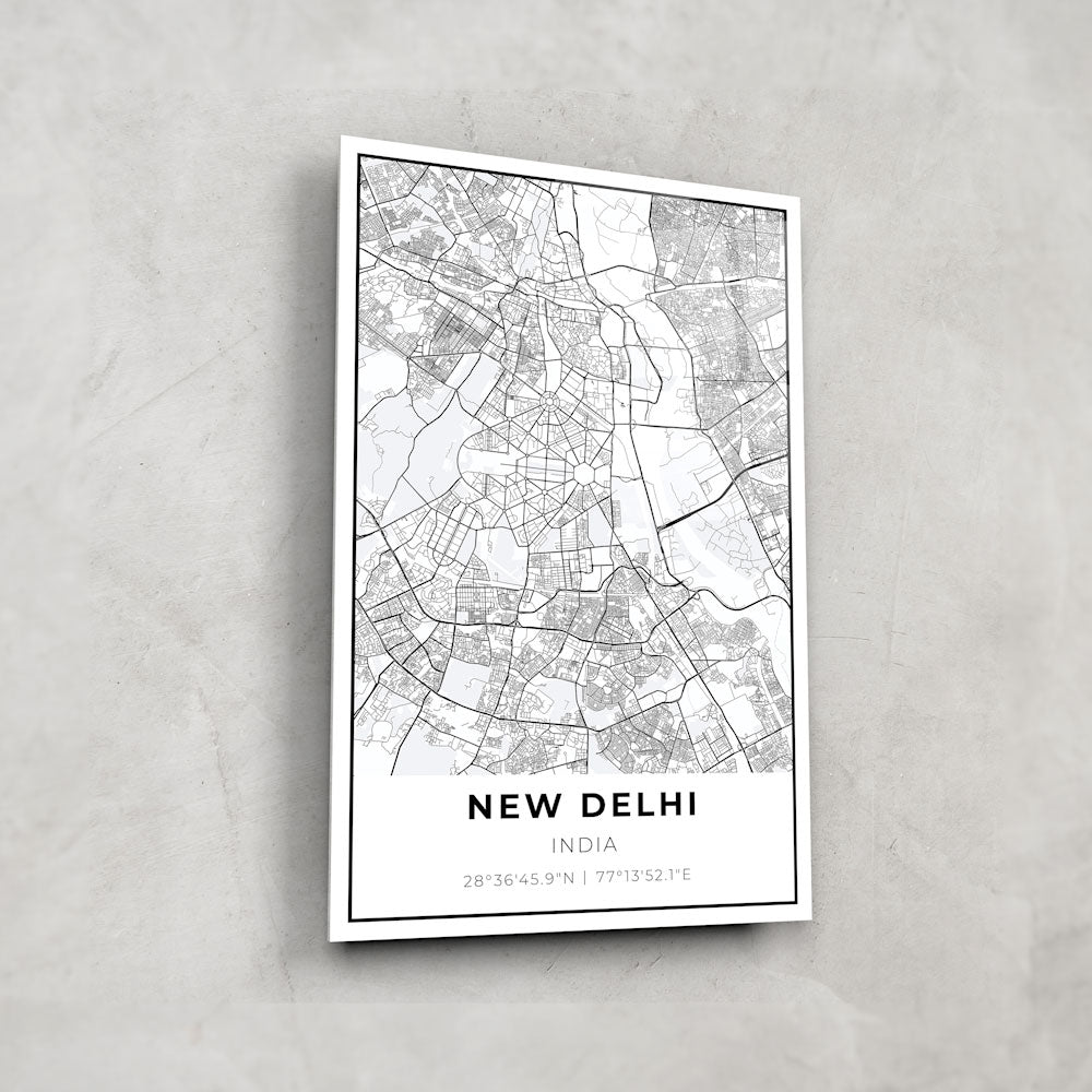 New Delhi Map Glass Wall Art - Elegant Home Decor for Living Room, Office & Gifts - Perfect for Travel Lovers & Interior Design