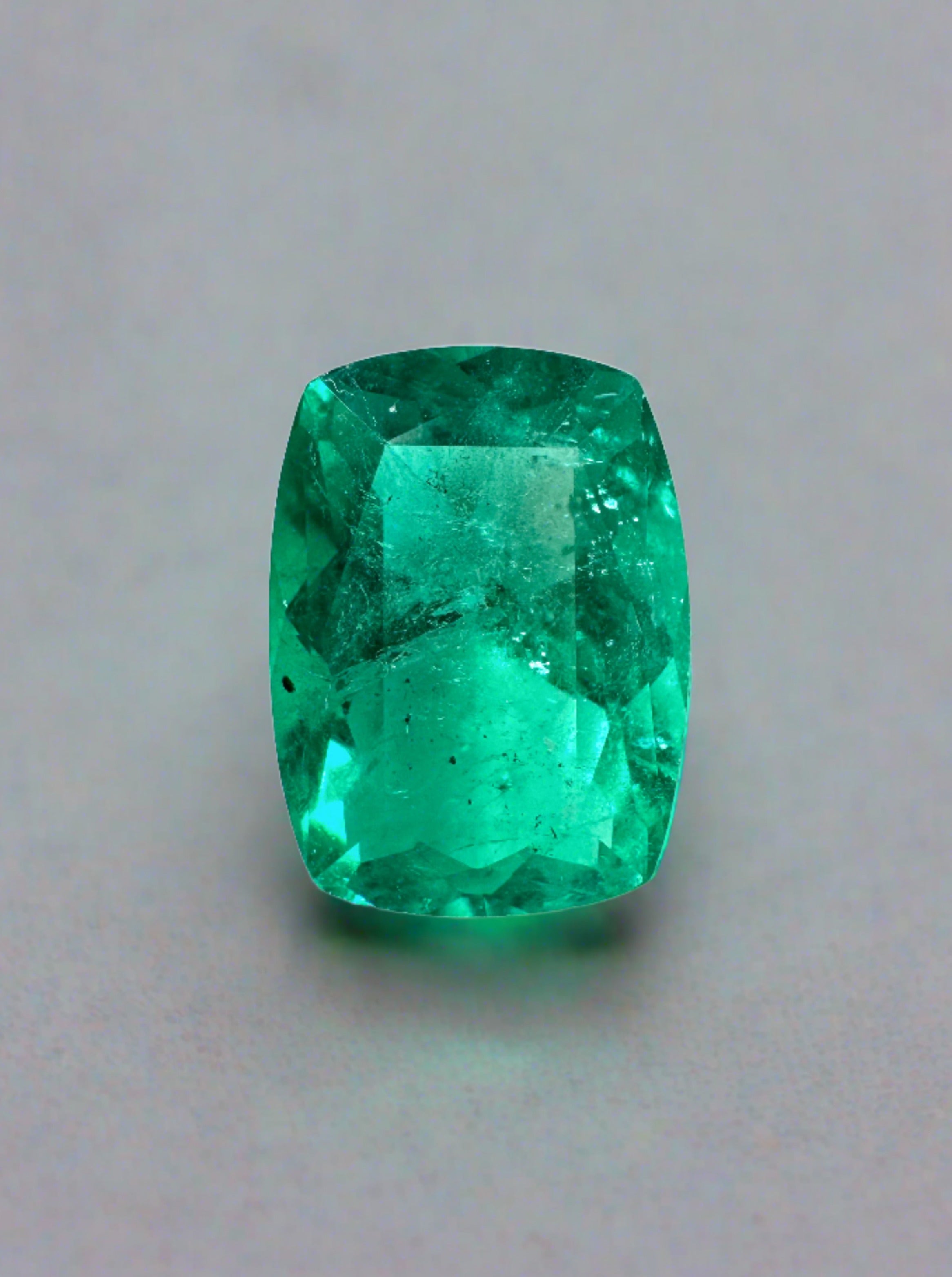 1.85 Carat 10x7mm Vivid Green Natural Colombian Loose Emerald - Elongated Cushion Cut Gemstone for Jewelry Making & Engagement Rings