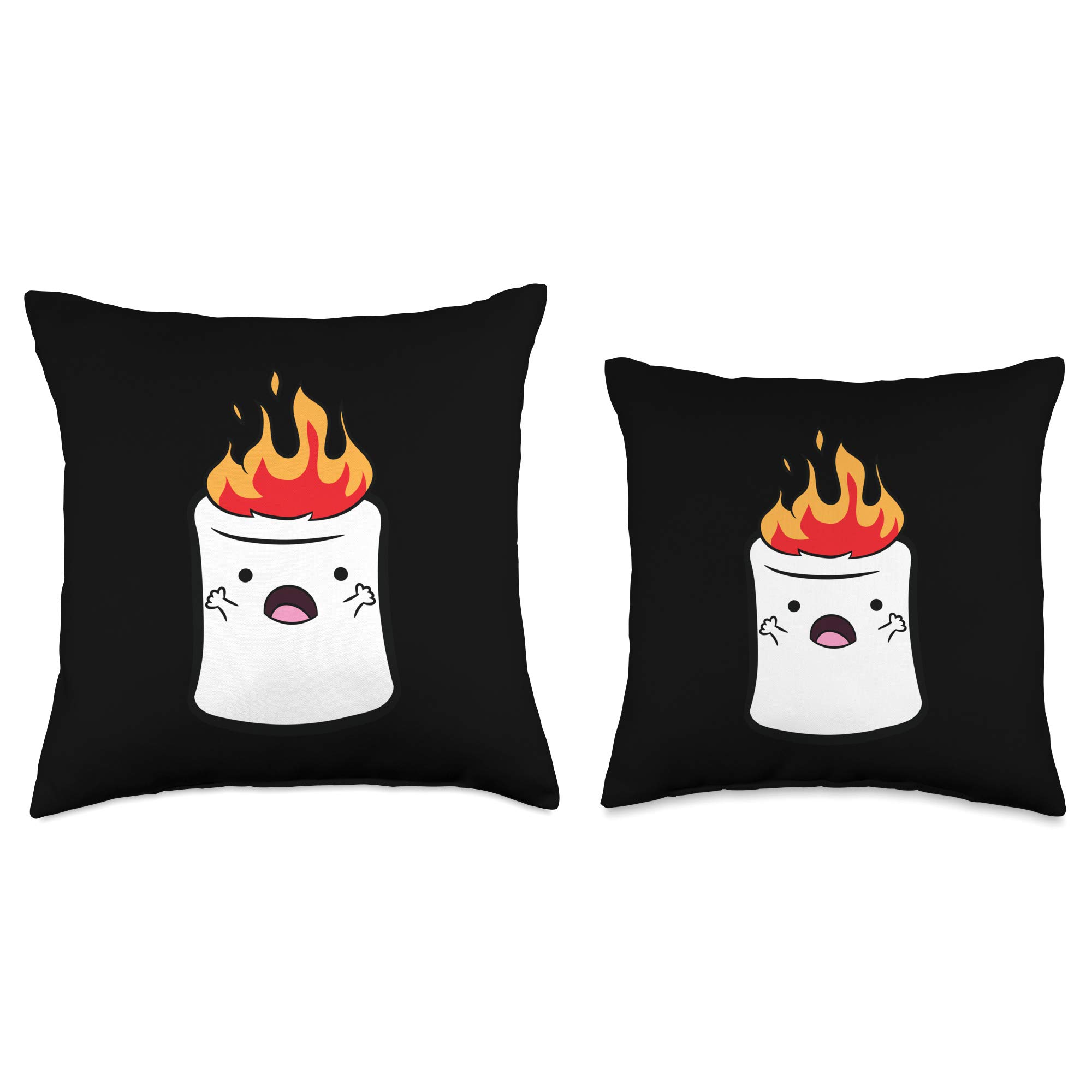 Funny Camping Marshmallow Love Throw Pillow - Soft Couch Decor for Living Room, Bedroom & Outdoor Camping Gifts
