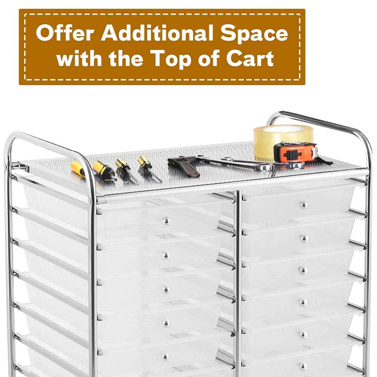 20-Drawer Rolling Storage Cart with Universal Wheels - Multipurpose Mobile Utility Organizer for Classroom, Office, School & Home - Perfect for Craft Supplies, Office Stationery & Home Organization
