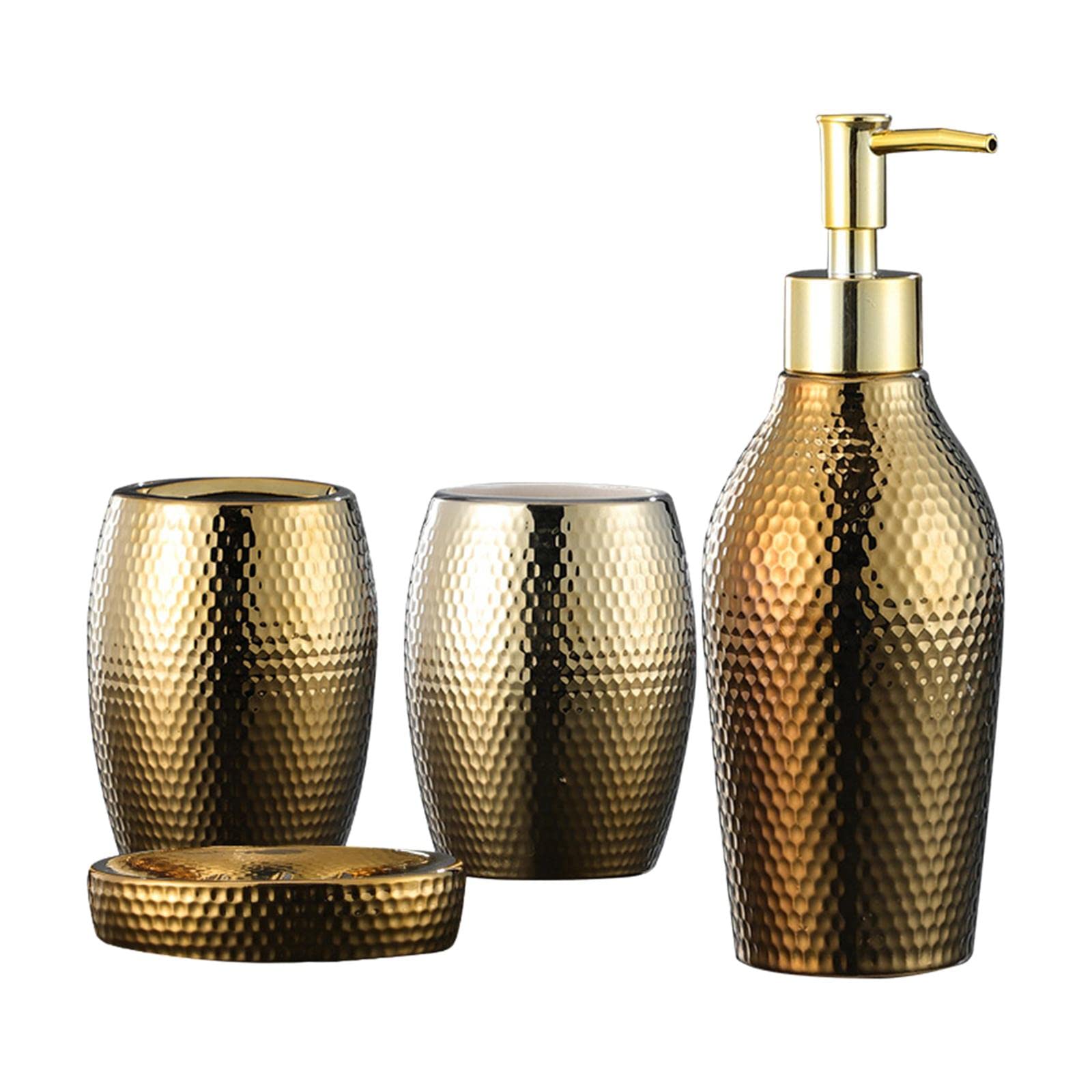 MagiDeal Modern Bathroom Accessories Set - Soap Dish, Lotion Dispenser & Tumbler Cups | Vanity Organization Kit for Bathroom Decor | Perfect for Home, Hotel & Spa Use